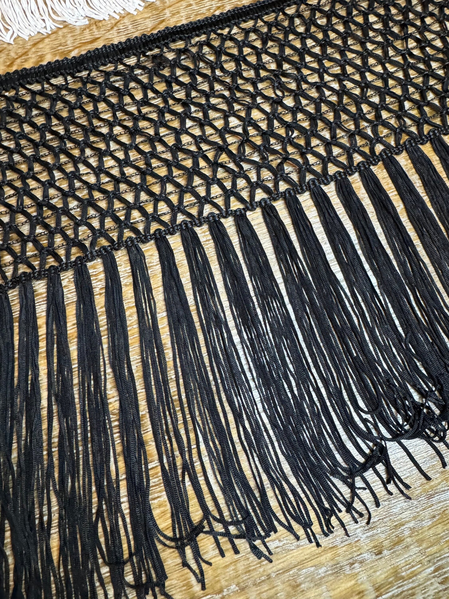 11" Rayon Fringe Trim, Black or Ivory, UK Made