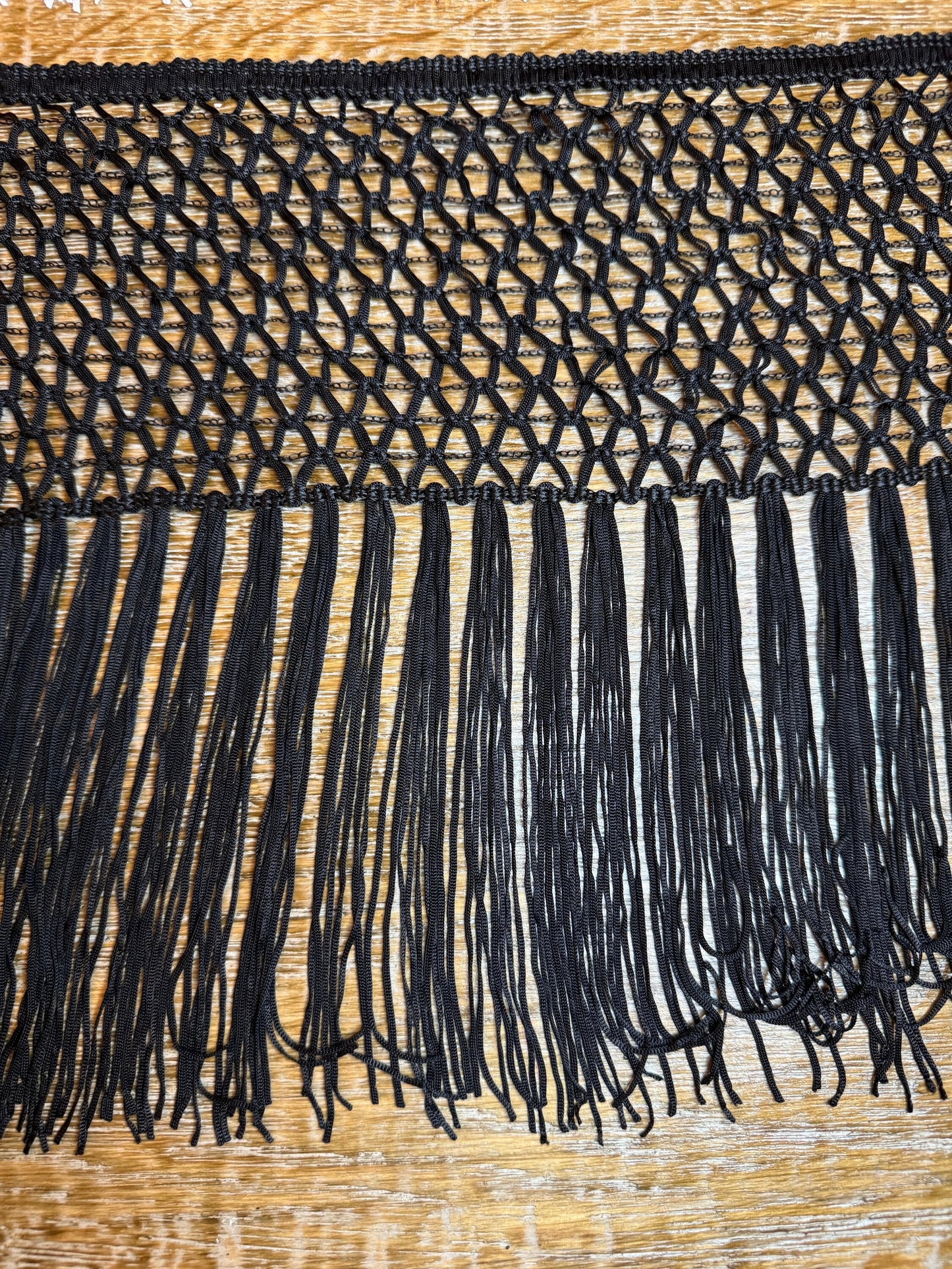 11" Rayon Fringe Trim, Black or Ivory, UK Made