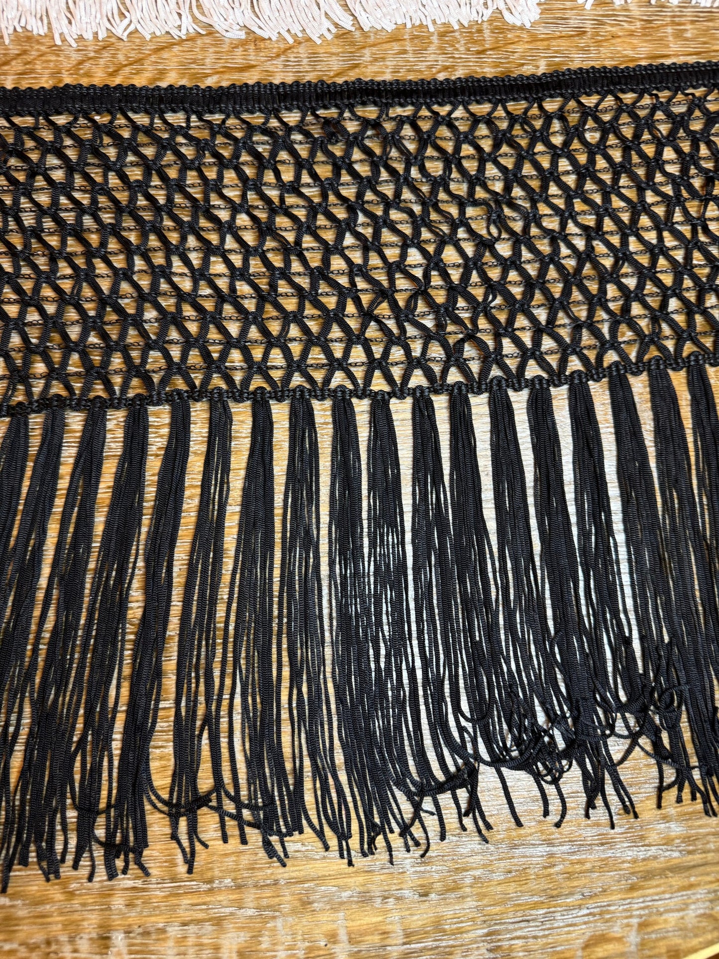 11" Rayon Fringe Trim, Black or Ivory, UK Made