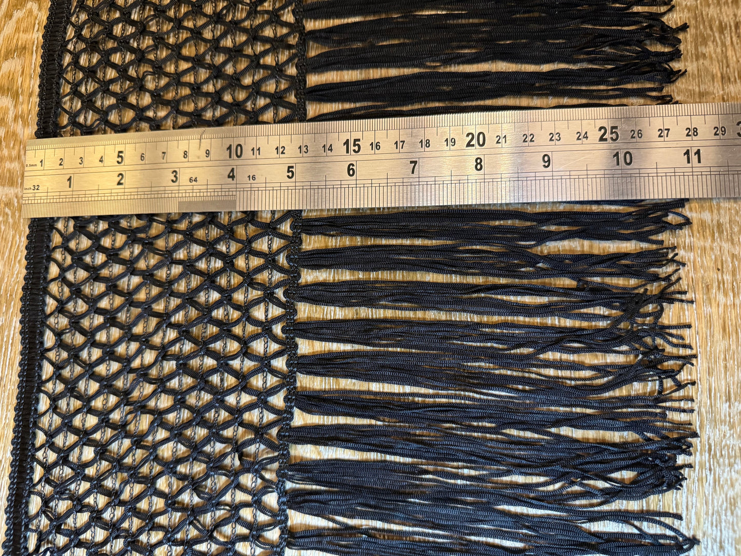 11" Rayon Fringe Trim, Black or Ivory, UK Made