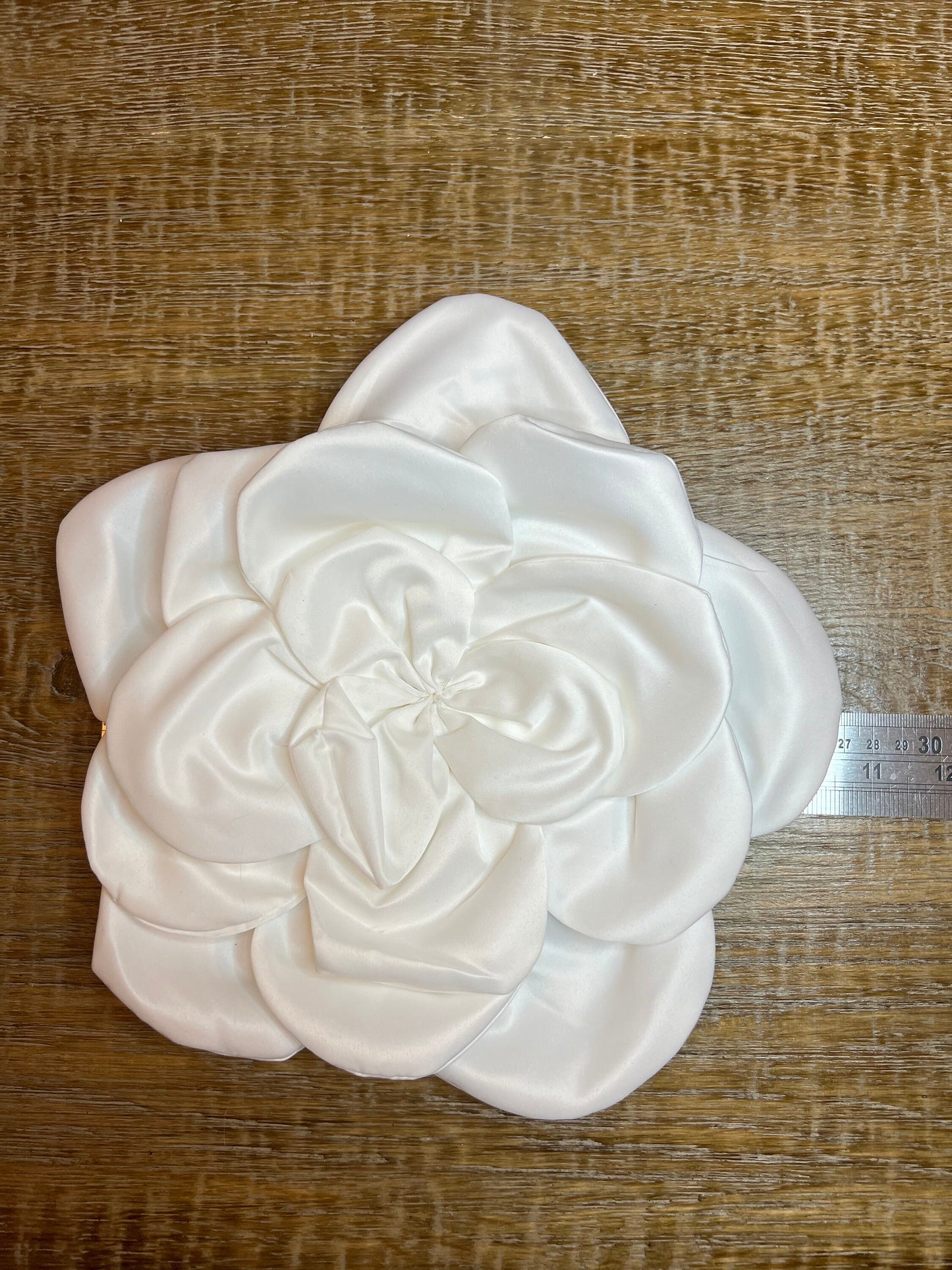 Oversized Ivory Satin Corsage, Bridal Pin, Clothing Accessory (11" Wide) 9 Colours
