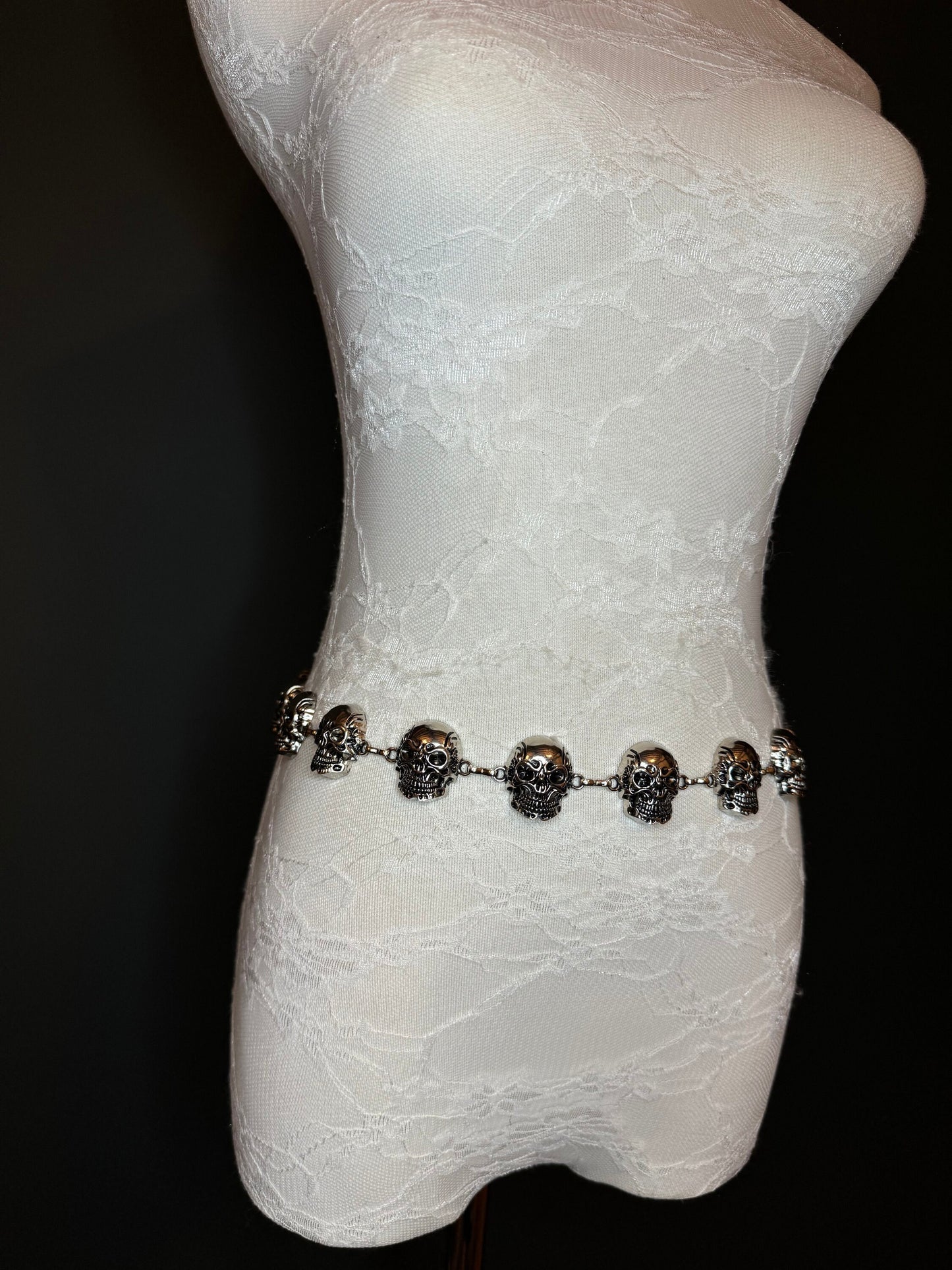 X-long Skull Belt, Metal Skull Belt, Teen Sizes, Size 18”-60”, Fan Design, Punk, Gothic, Rock, Motor Biker Metal belt, Fashion Accessory