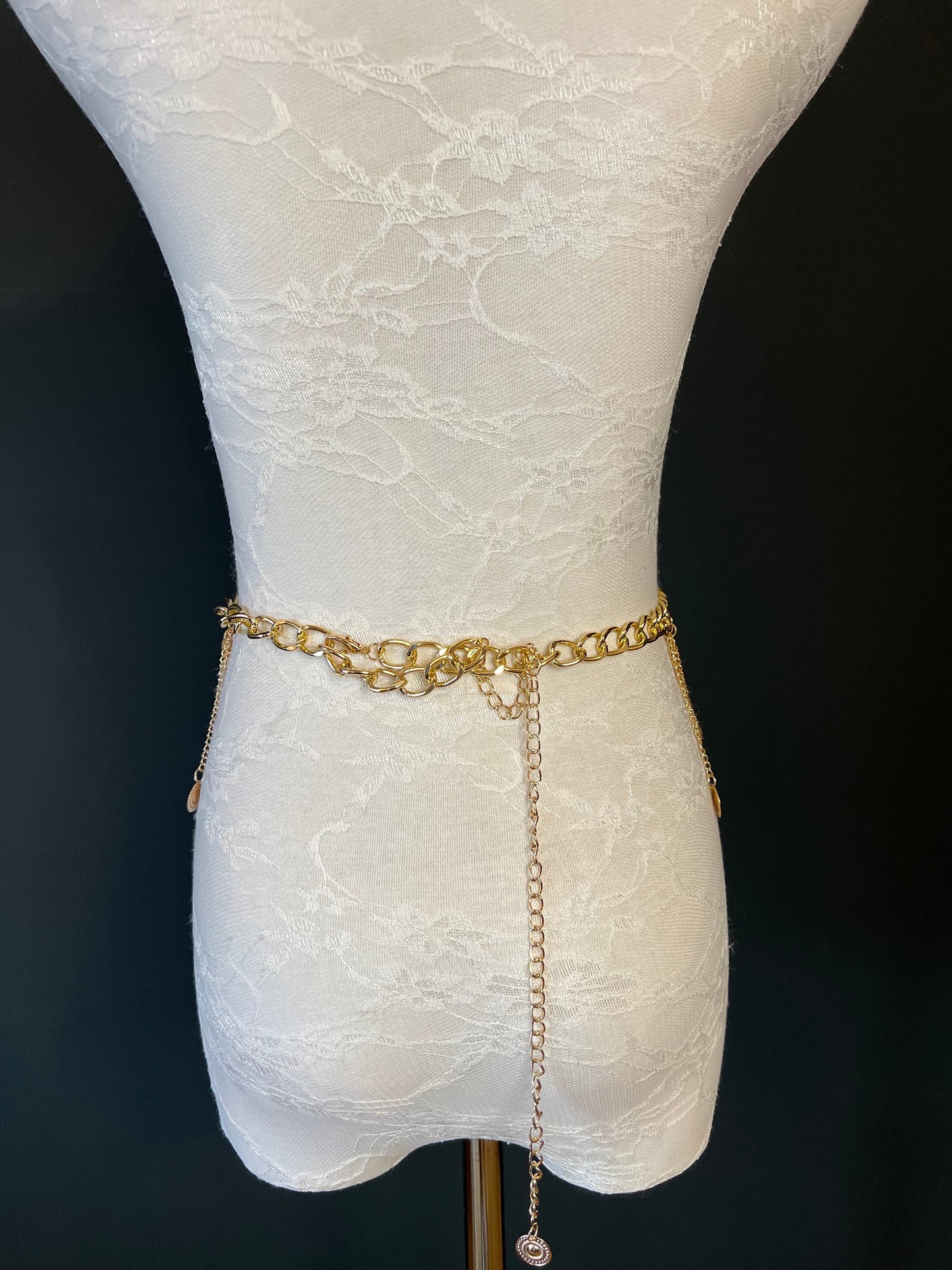 Belly Chain, UK Size 8-16, Gold Coin Detail 18-40 inch