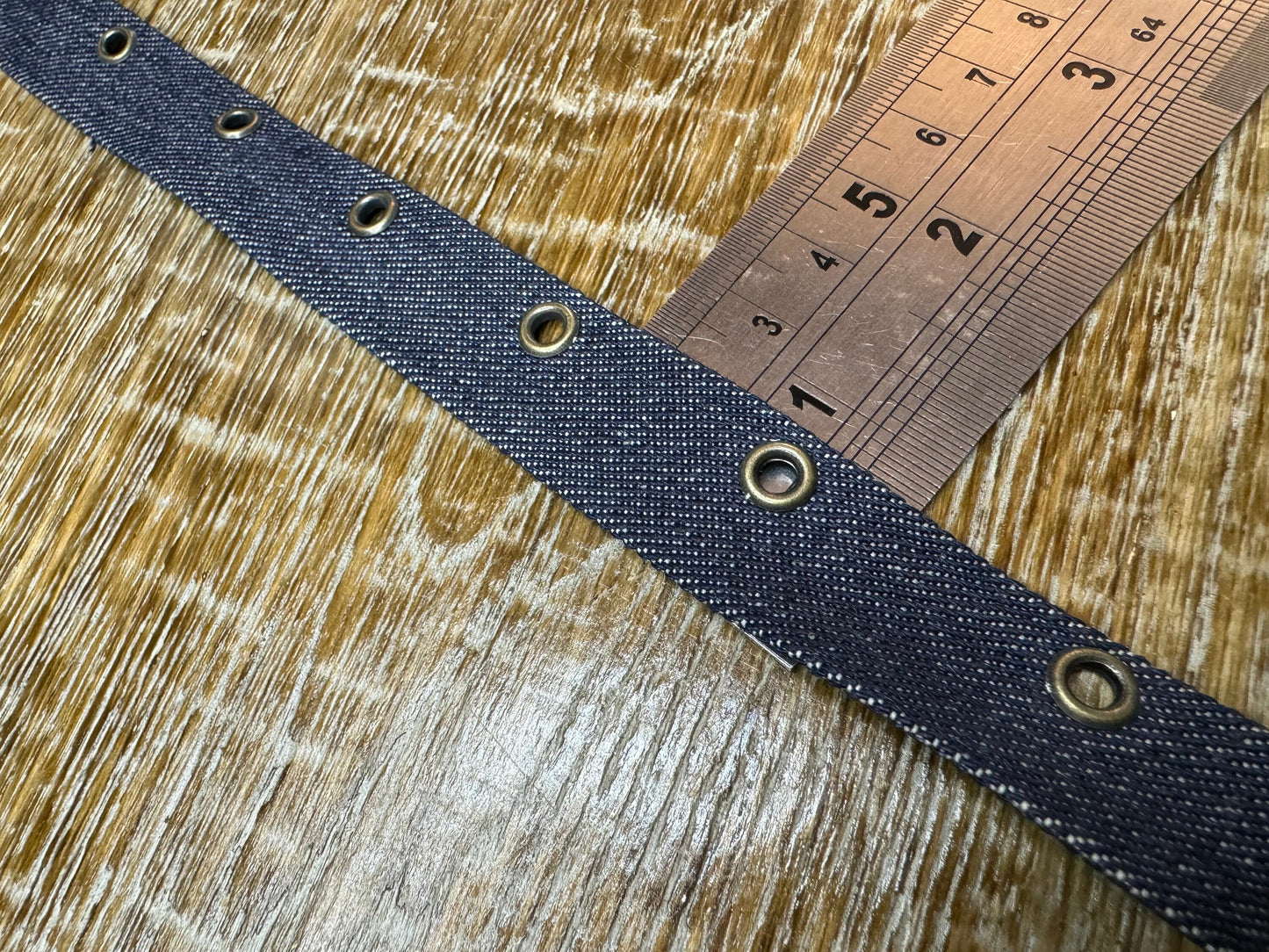 Denim Eyelet tape, Denim Blue Fabric Eyelet Tape, 3/4” Wide, 2cm Wide, Antique Brass Eyelets, Corsets, Crafts, Clothing, FAN Exclusive