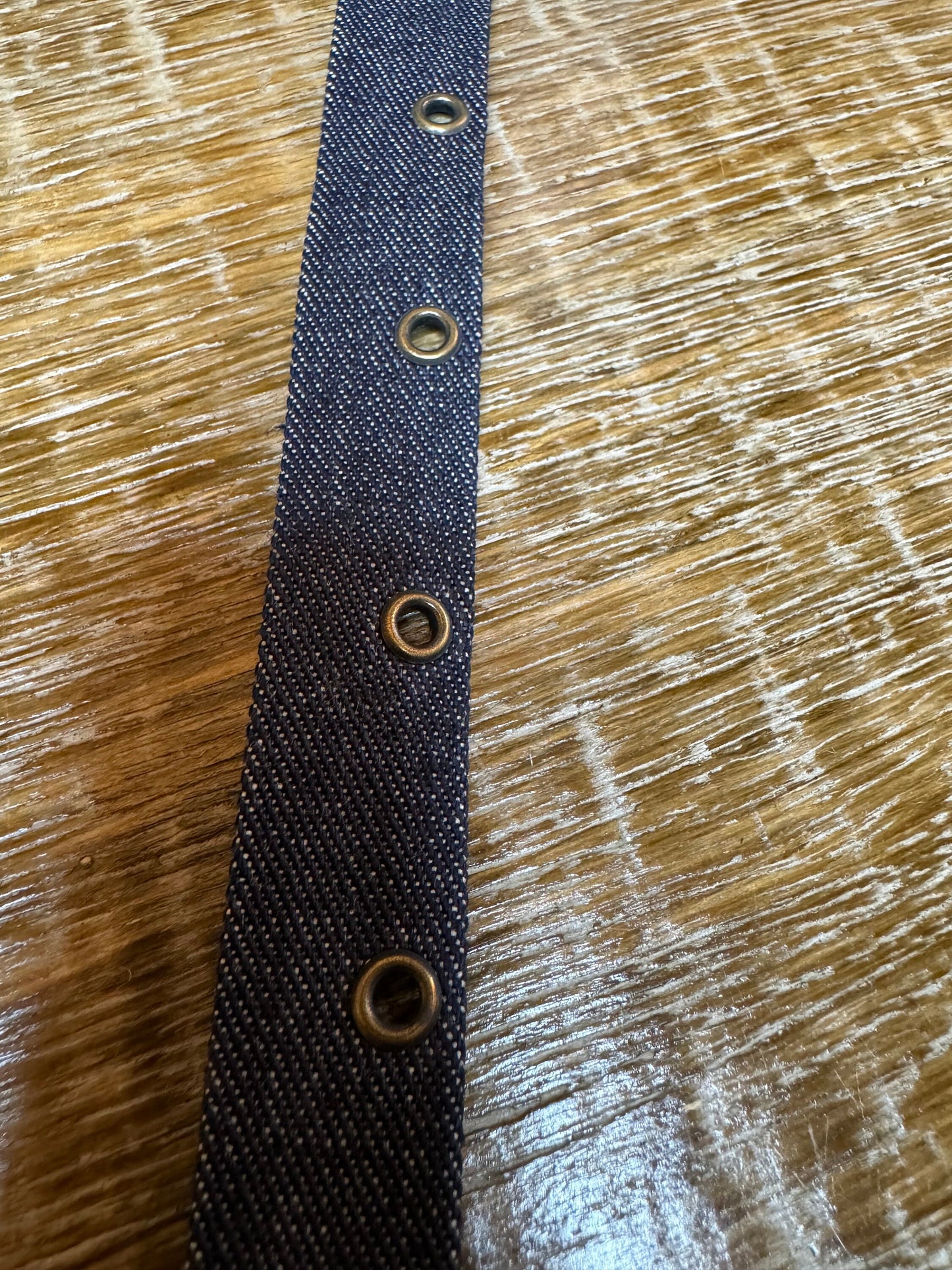 Denim Eyelet tape, Denim Blue Fabric Eyelet Tape, 3/4” Wide, 2cm Wide, Antique Brass Eyelets, Corsets, Crafts, Clothing, FAN Exclusive