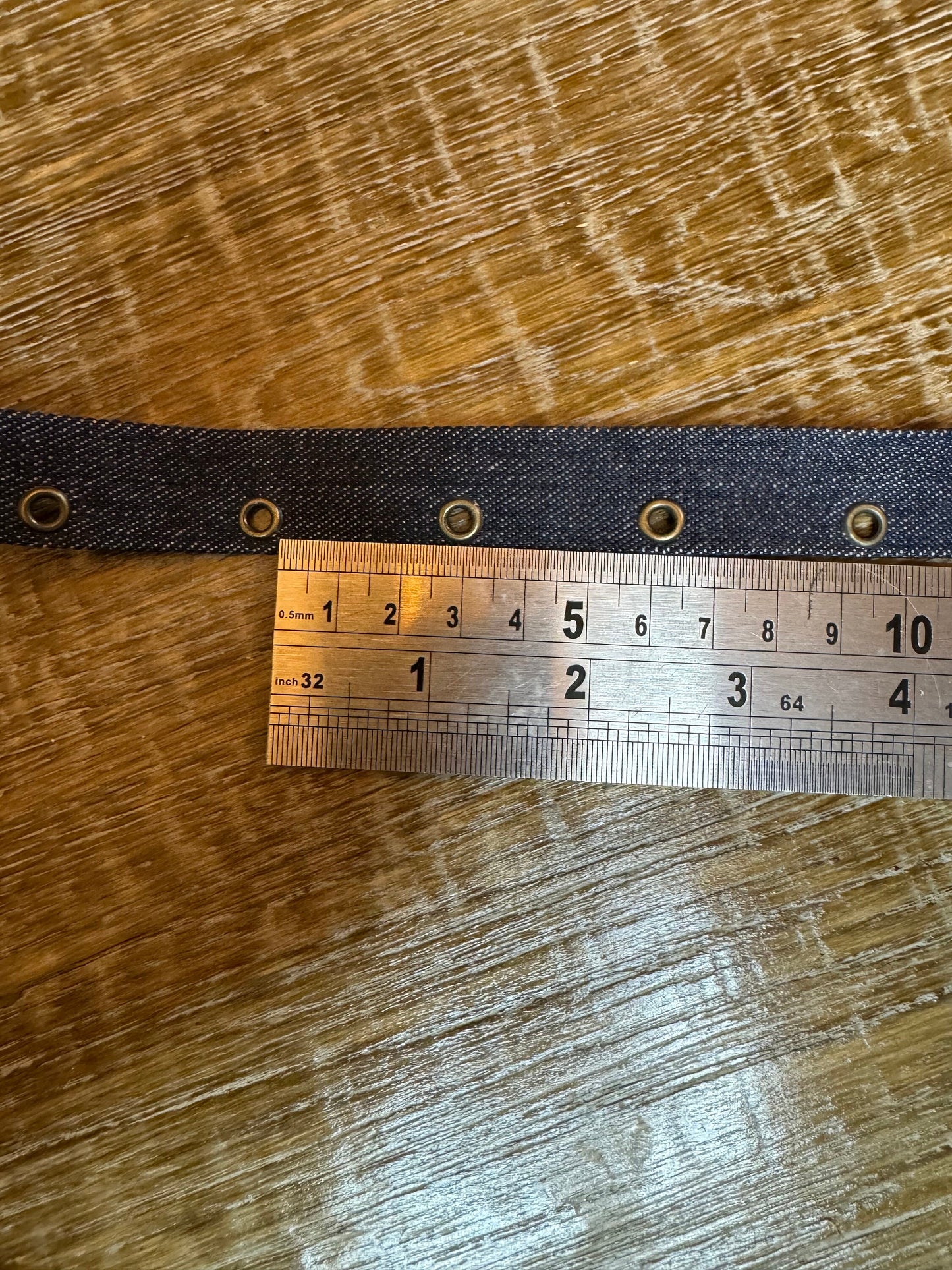 Denim Eyelet tape, Denim Blue Fabric Eyelet Tape, 3/4” Wide, 2cm Wide, Antique Brass Eyelets, Corsets, Crafts, Clothing, FAN Exclusive