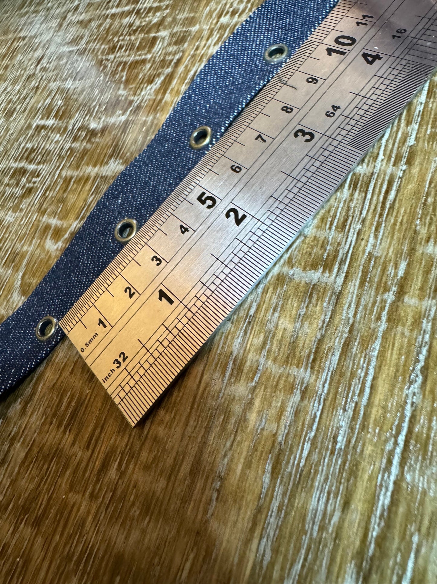Denim Eyelet tape, Denim Blue Fabric Eyelet Tape, 3/4” Wide, 2cm Wide, Antique Brass Eyelets, Corsets, Crafts, Clothing, FAN Exclusive