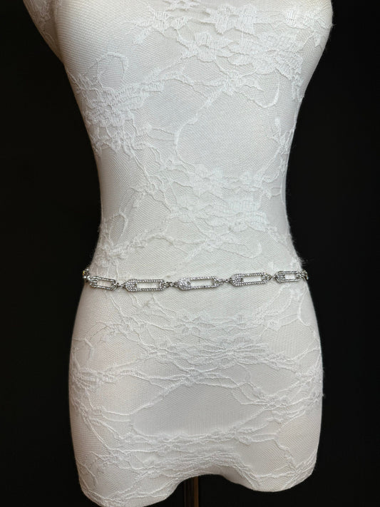 X-long Belt, Rhinestone Pin Design Belt, Silver Belt, Metal Belt, Handmade, Fashion Belt, Accessory, Swimwear, Teen Sizes, 18”-60”