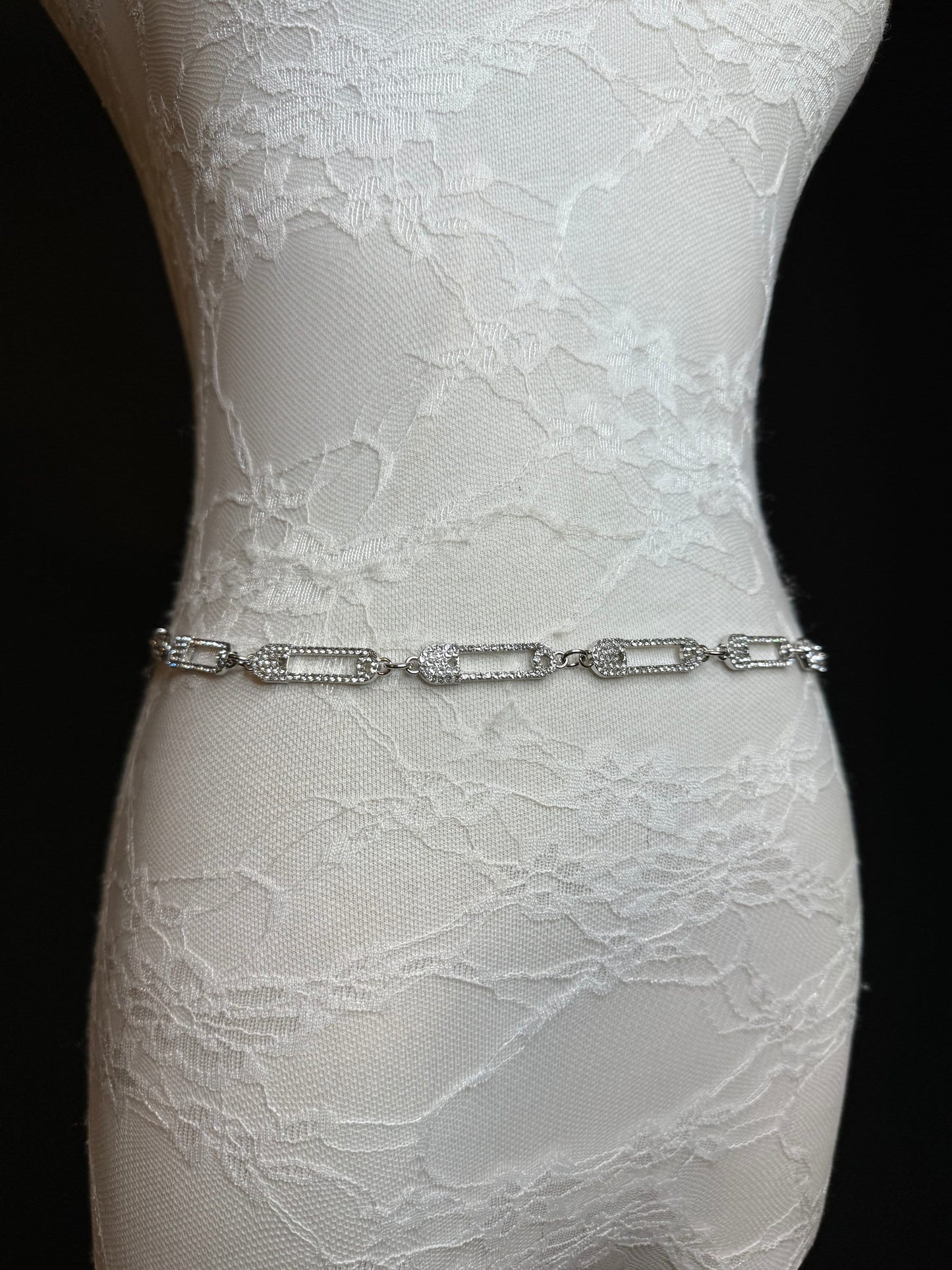 X-long Belt, Rhinestone Pin Design Belt, Silver Belt, Metal Belt, Handmade, Fashion Belt, Accessory, Swimwear, Teen Sizes, 18”-60”