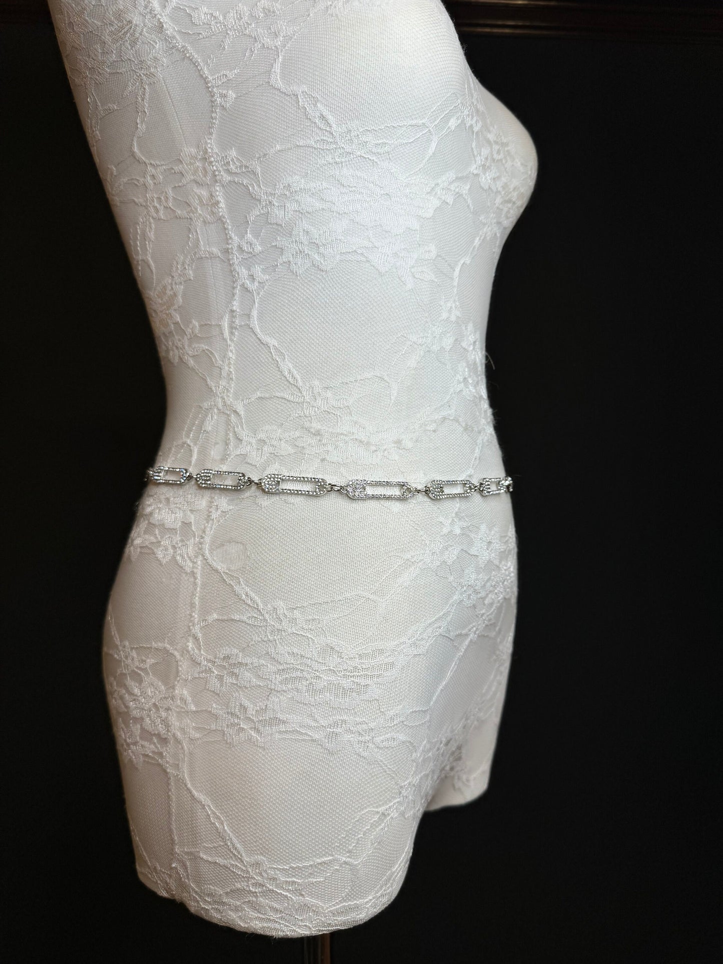 X-long Belt, Rhinestone Pin Design Belt, Silver Belt, Metal Belt, Handmade, Fashion Belt, Accessory, Swimwear, Teen Sizes, 18”-60”