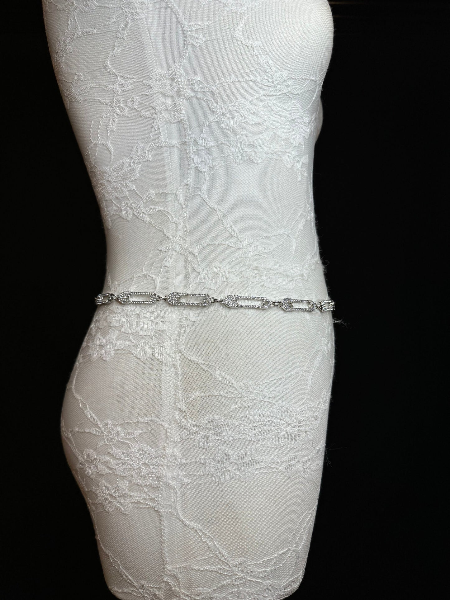 X-long Belt, Rhinestone Pin Design Belt, Silver Belt, Metal Belt, Handmade, Fashion Belt, Accessory, Swimwear, Teen Sizes, 18”-60”