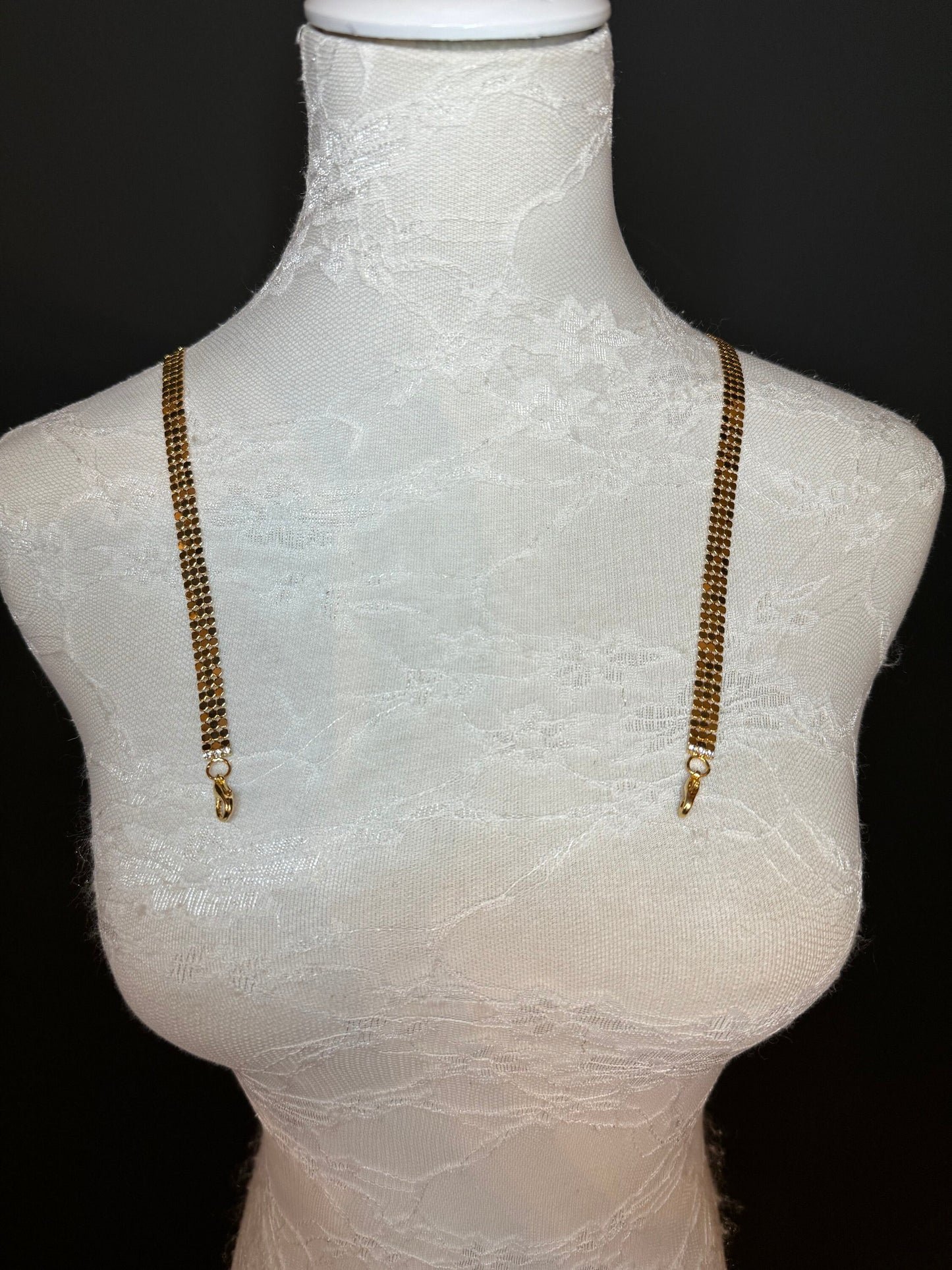 Gold Metal Chainmail Bra Strap, 1 pair Detachable Replacement, 11 inch