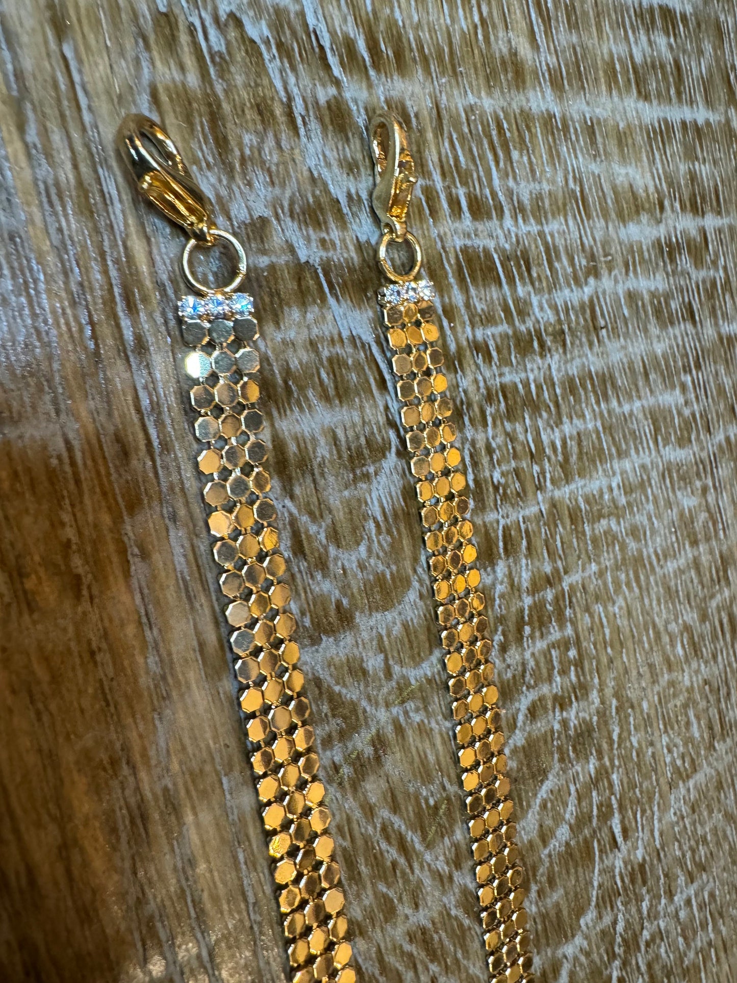 Gold Metal Chainmail Bra Strap, 1 pair Detachable Replacement, 11 inch