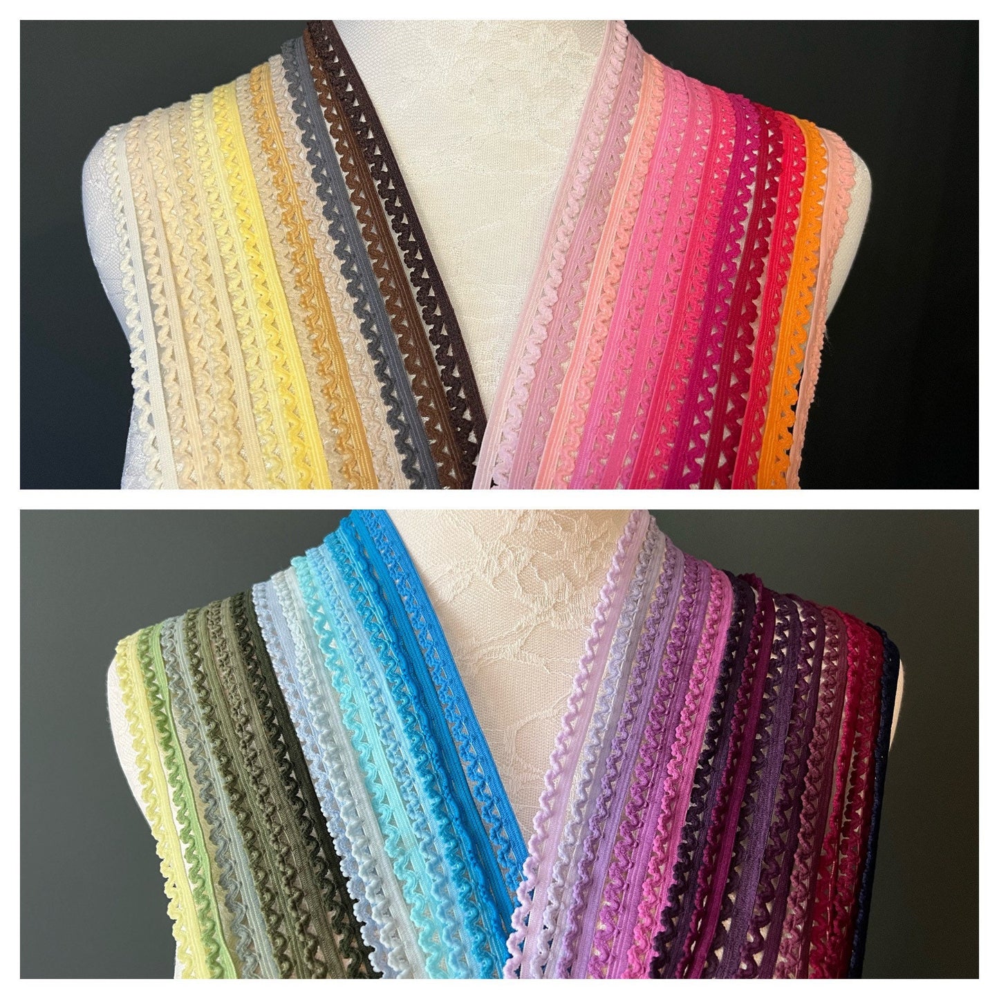 11mm Picot Edge Stretch Elastic, Colourful Scallop Edging, 51 Colours