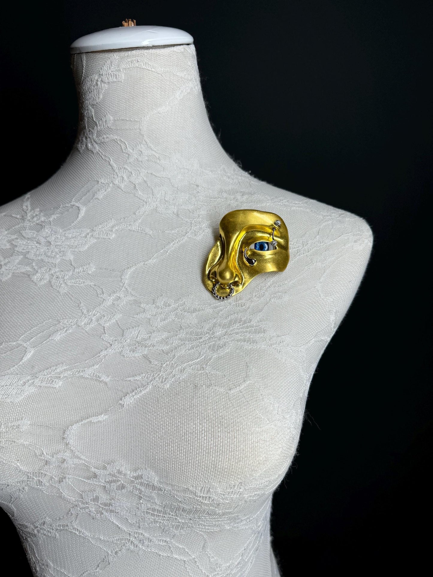 Rhinestone Brooch, Silver, Gold Diamanté Brooch, Pin on, Jewel, Accessory, 2.5”x 2” Wide, Unusual, Gift, FAN Design, Brooches, Festival