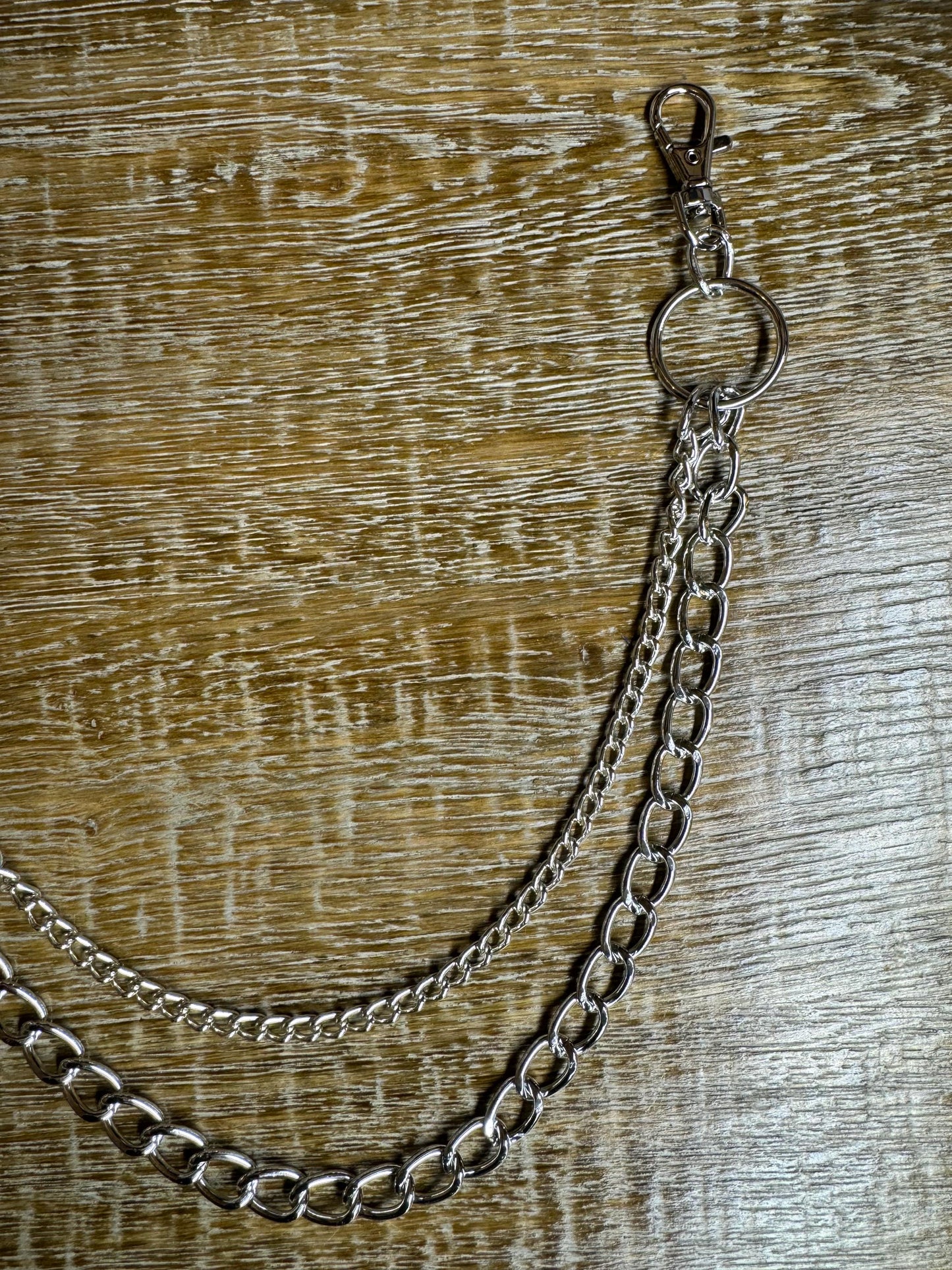 Layered Silver Jeans Chains, Street Punk Fashion, Six Sizes