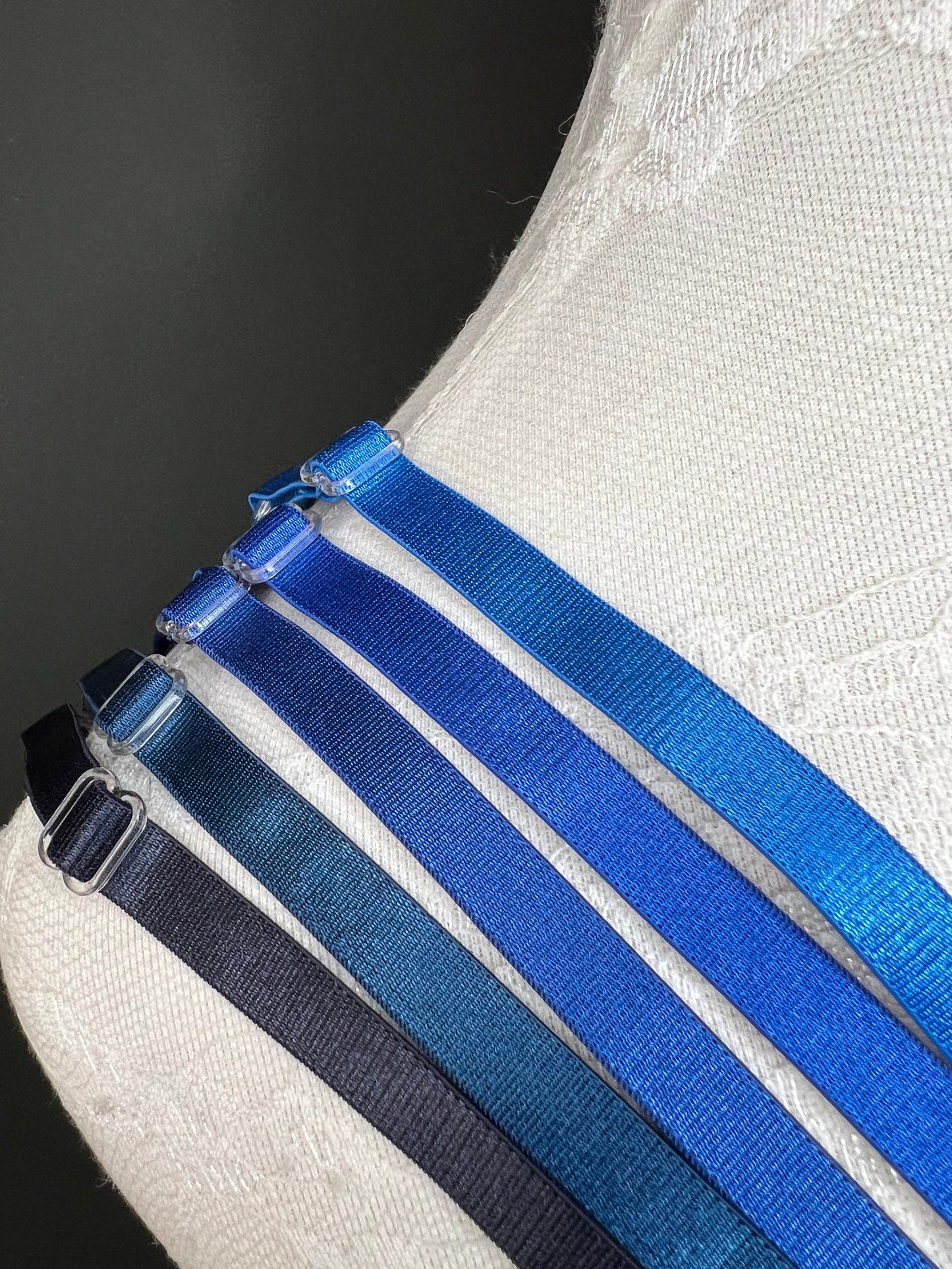 6mm, 10mm Bra Straps, 6mm, 10mm, Bra Elastic, 82 Colours, Sewing Bra Straps, Bra Making, Adjustable, Sew on, Lingerie, 6mm, 10mm, Blue tones