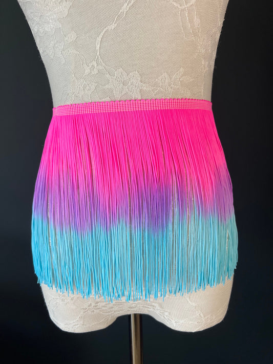 Ombre Tassel Fringe Trim, Pink, Blue, Purple, 8" Wide