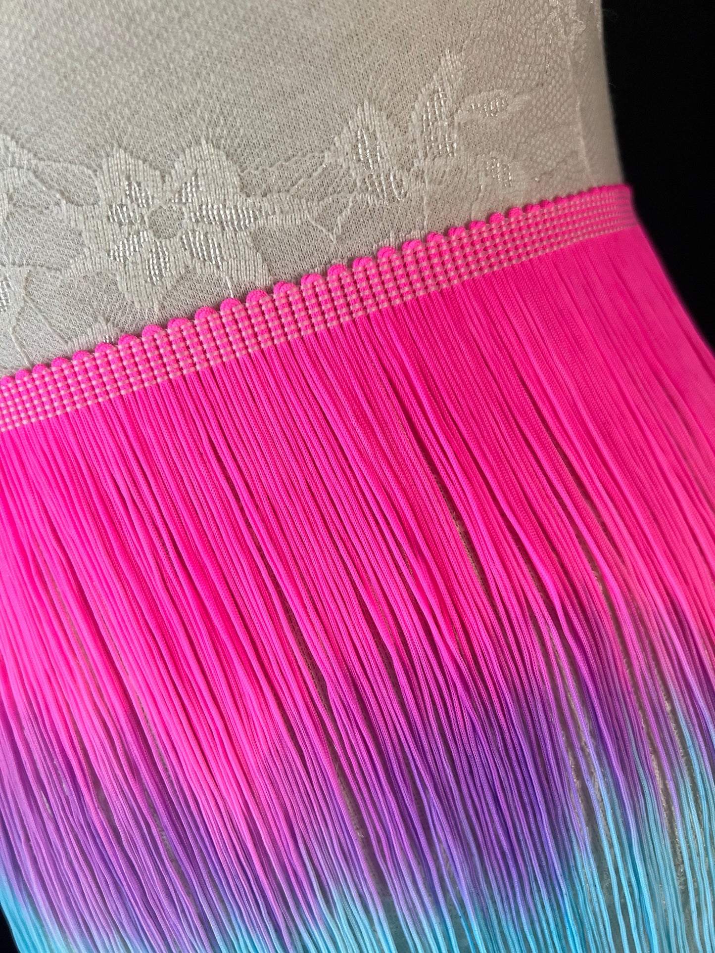 Fringe Fringing Trim 20cm Ombre Three Toned, Different Colours, 8” Wide, Festival, Clothing, Dress Fringe, Fringe Skirt, Pink Blue Purple