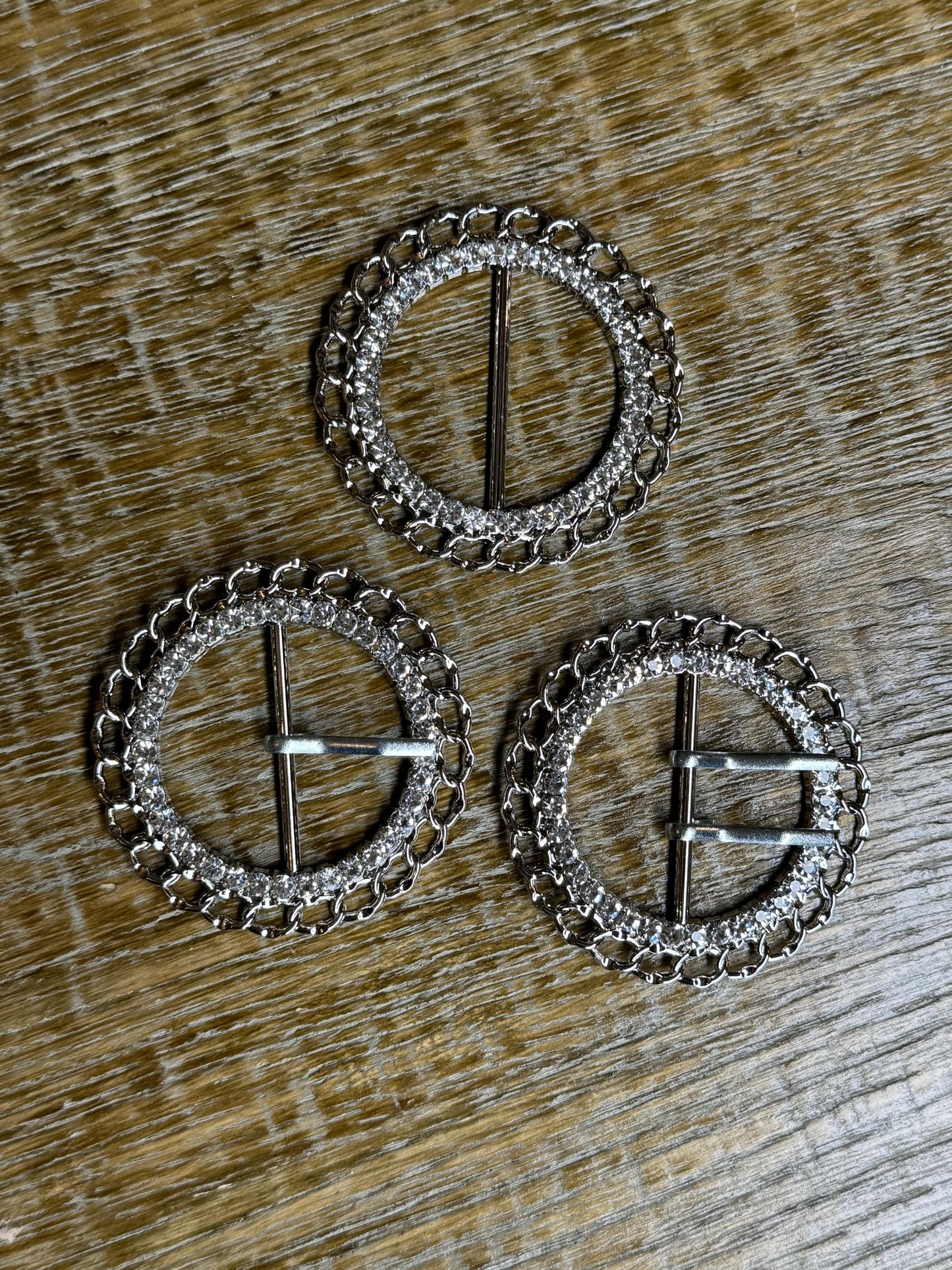 Rhinestone Buckle, Silver Diamanté Buckle, 2 1/4” Buckle, 6.25cm Round, Slider Buckle, Belt Buckle, Crafts, Cards, Buckle, 4cm Centre Bar