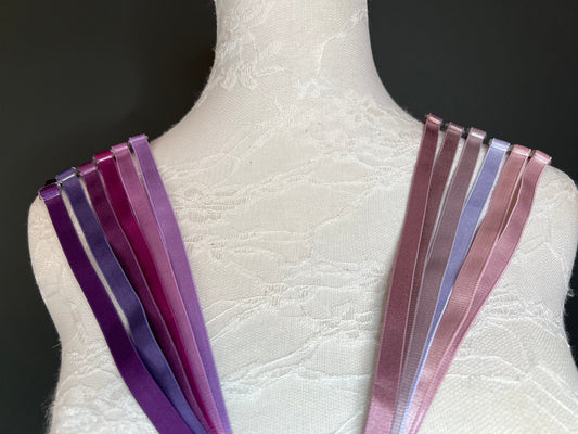 6mm, 10mm, Bra Straps, 6mm, 10mm, Bra Elastic, 82 Colours, Sewing Bra Straps, Adjustable, Sew on, Lingerie, Bra Making, Purple tones