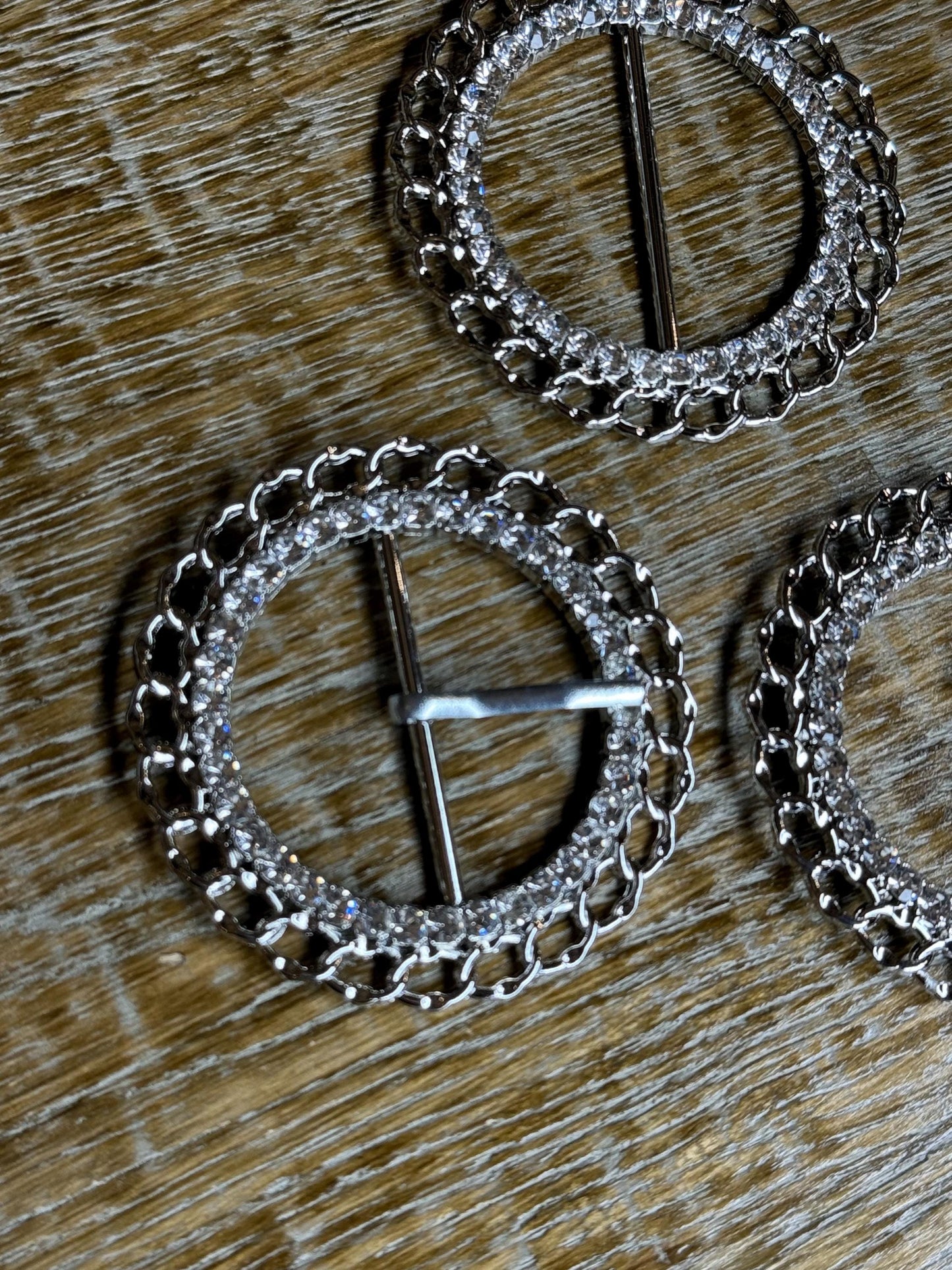 Rhinestone Buckle, Silver Diamanté Buckle, 2 1/4” Buckle, 6.25cm Round, Slider Buckle, Belt Buckle, Crafts, Cards, Buckle, 4cm Centre Bar