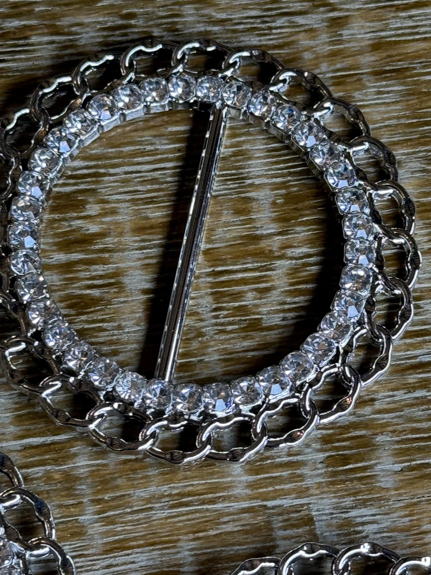 Rhinestone Buckle, Silver Diamanté Buckle, 2 1/4” Buckle, 6.25cm Round, Slider Buckle, Belt Buckle, Crafts, Cards, Buckle, 4cm Centre Bar