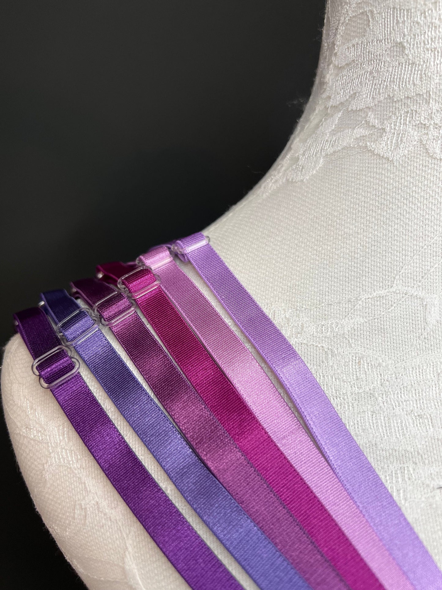 6mm, 10mm, Bra Straps, 6mm, 10mm, Bra Elastic, 82 Colours, Sewing Bra Straps, Adjustable, Sew on, Lingerie, Bra Making, Purple tones