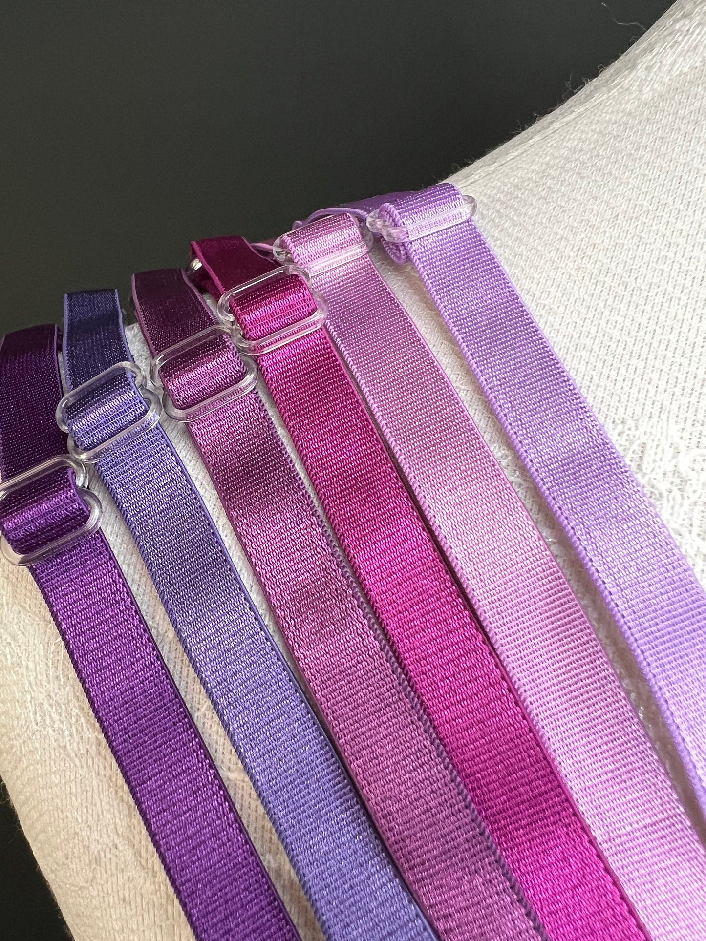 6mm, 10mm, Bra Straps, 6mm, 10mm, Bra Elastic, 82 Colours, Sewing Bra Straps, Adjustable, Sew on, Lingerie, Bra Making, Purple tones