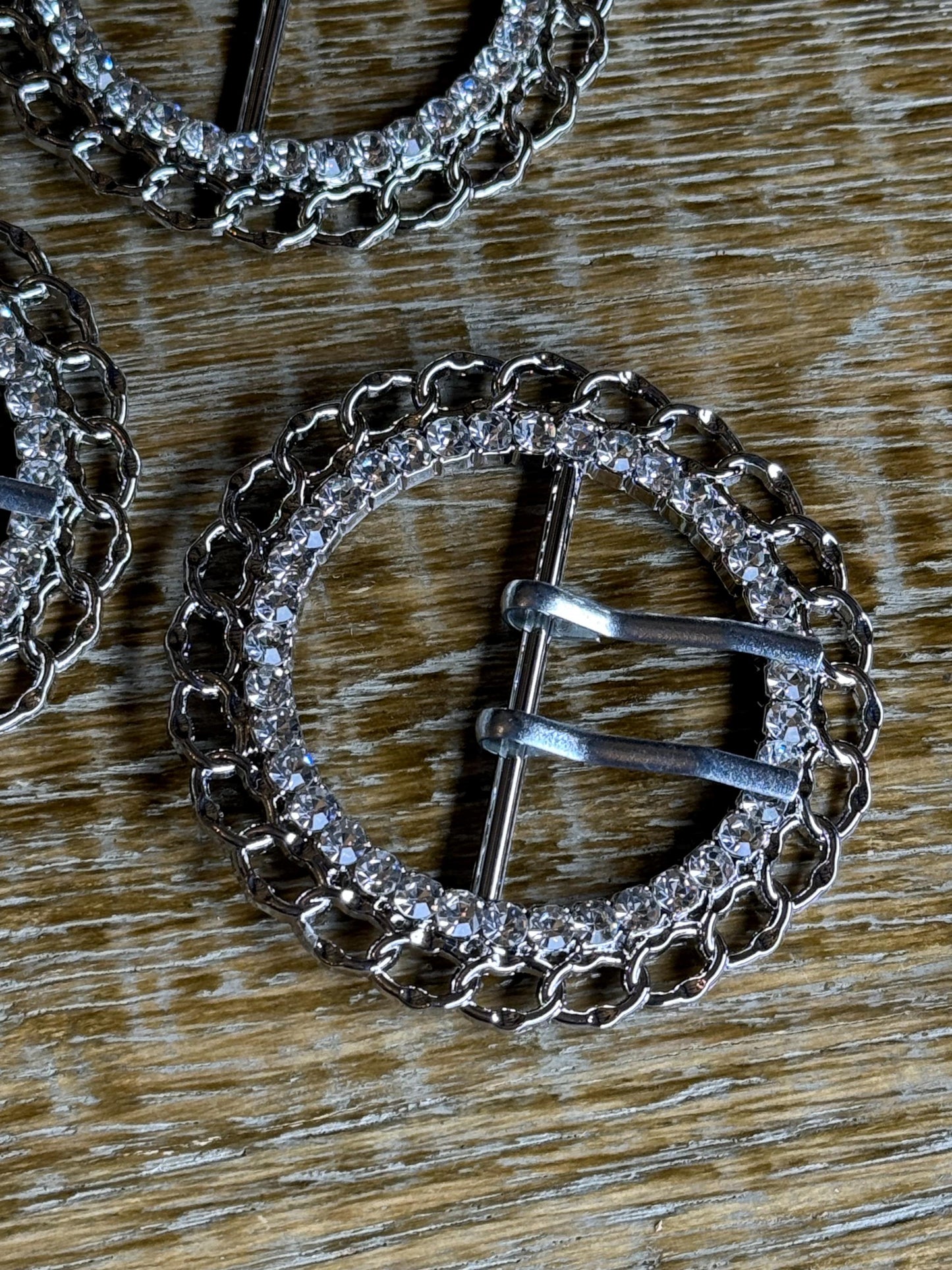 Rhinestone Buckle, Silver Diamanté Buckle, 2 1/4” Buckle, 6.25cm Round, Slider Buckle, Belt Buckle, Crafts, Cards, Buckle, 4cm Centre Bar