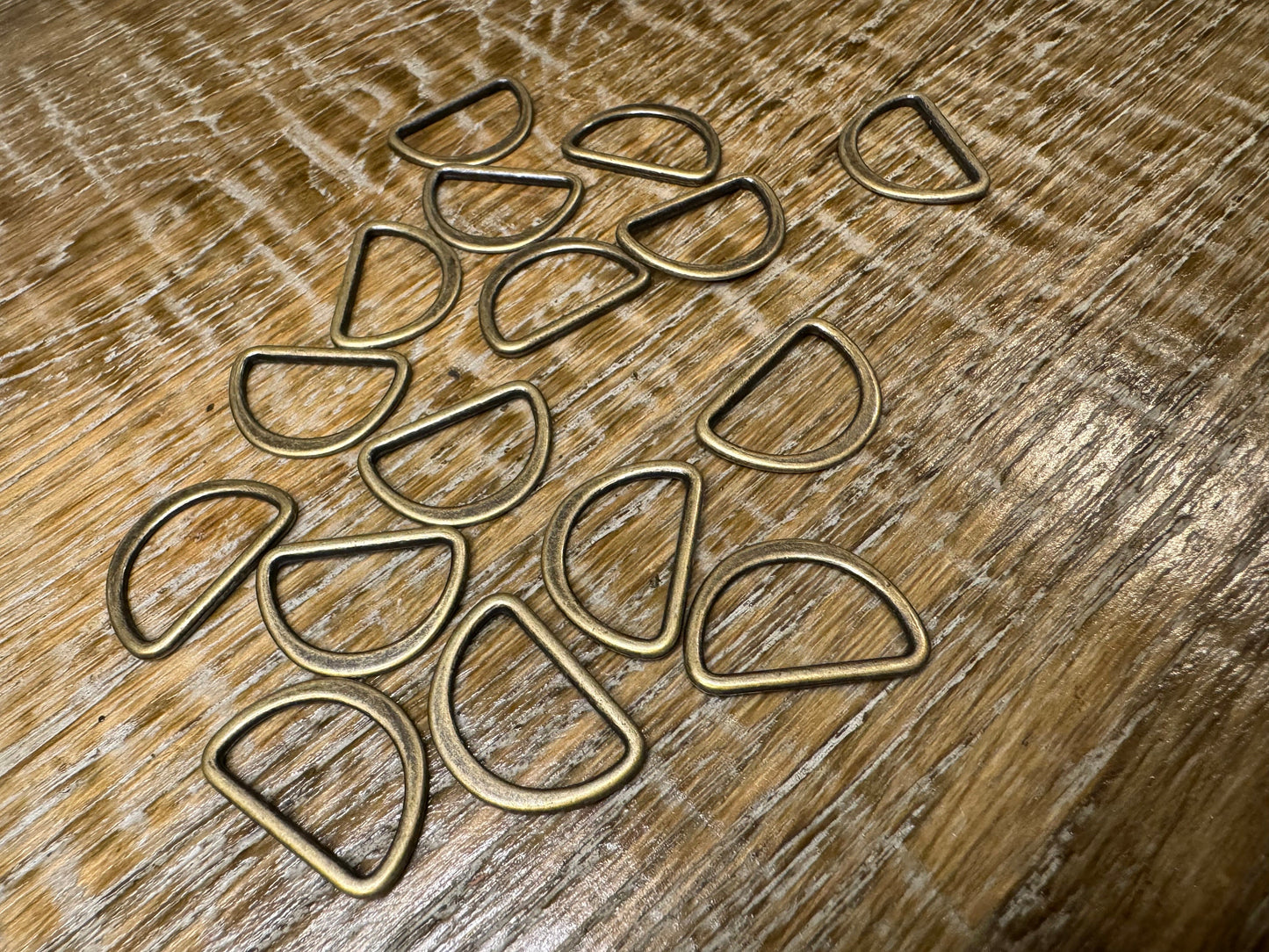 D Ring,Antique Brass Flat Metal D Rings, 1" Outer Diameter