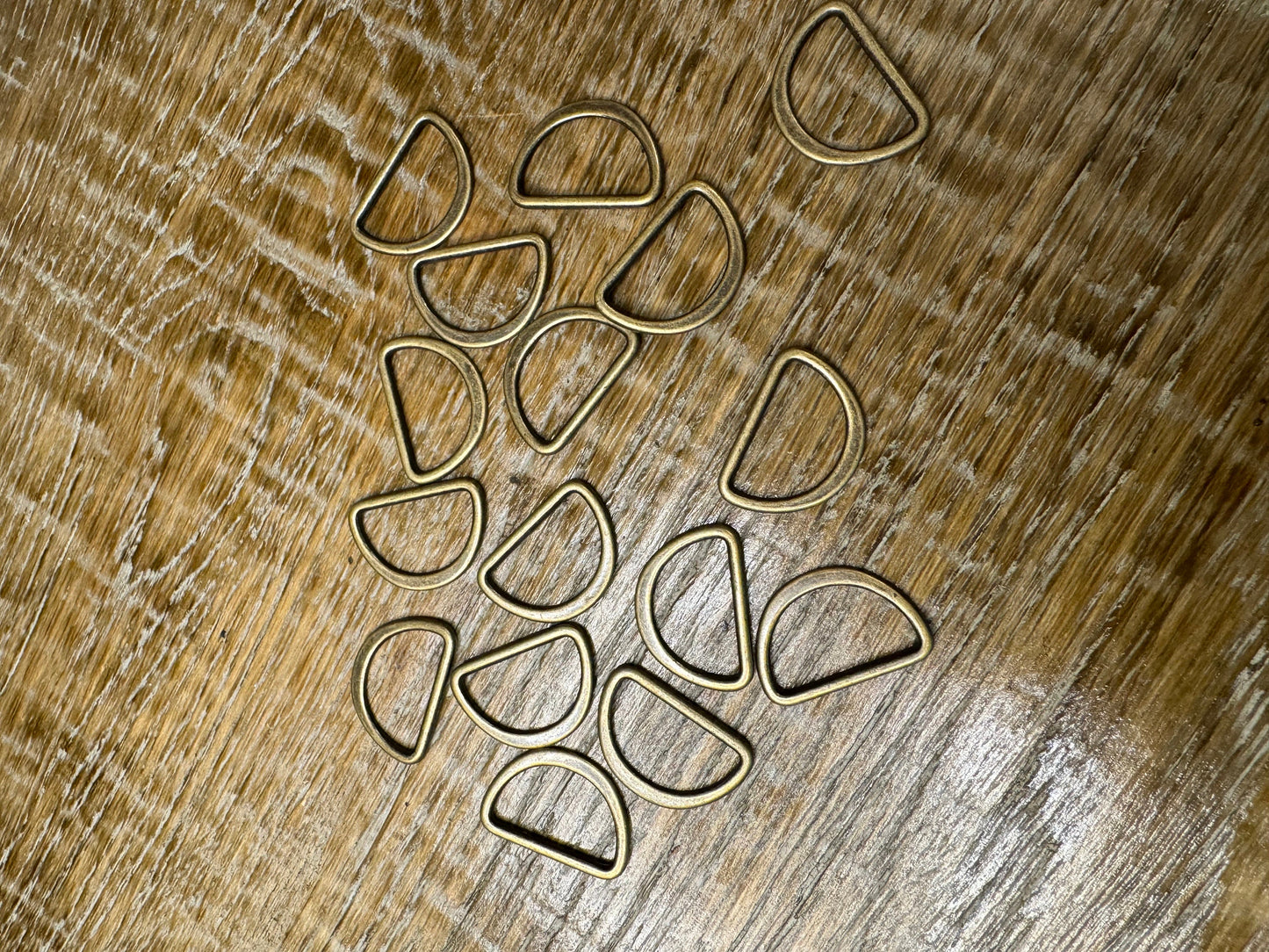 D Ring,Antique Brass Flat Metal D Rings, 1" Outer Diameter