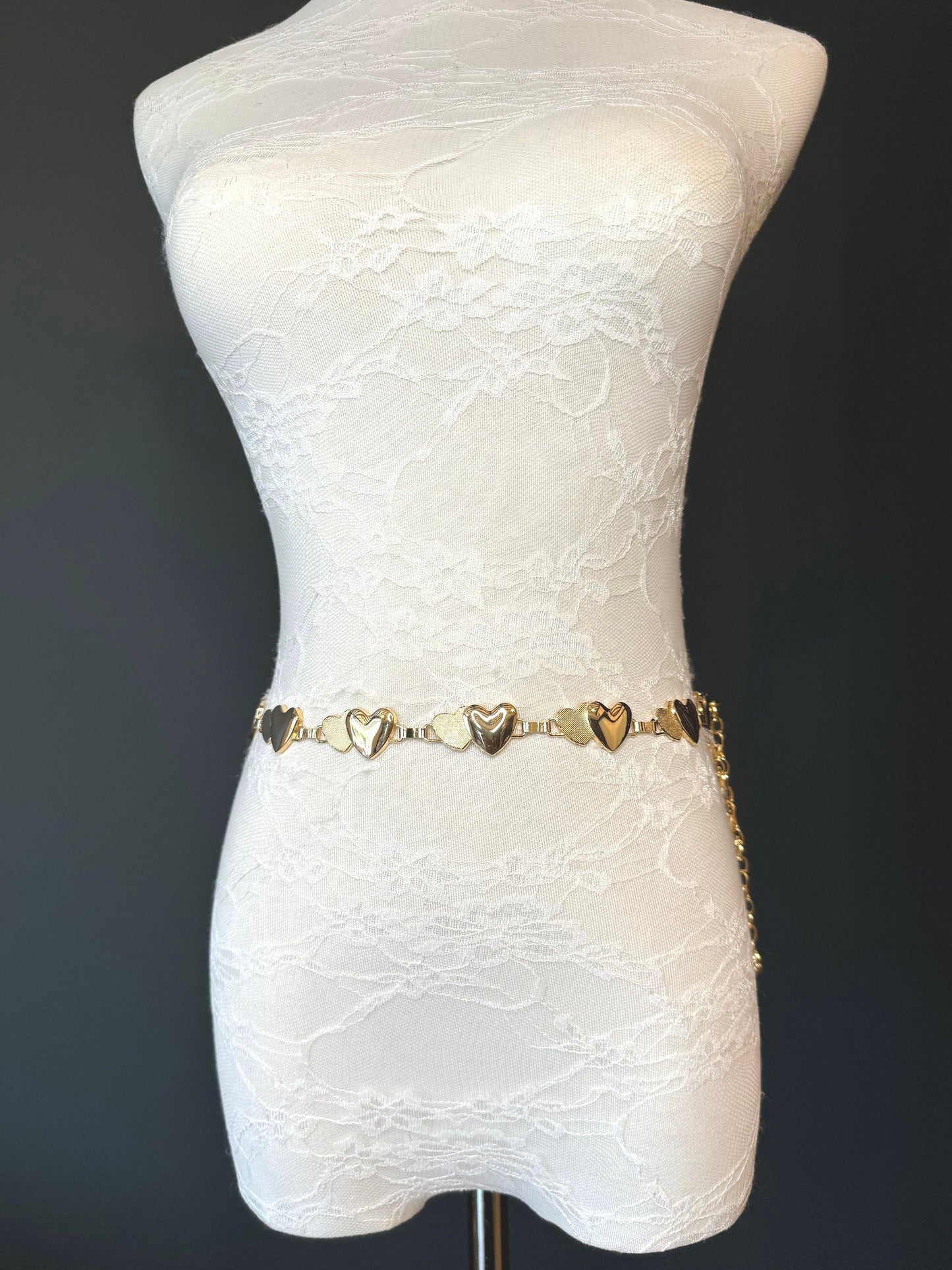 X-long Heart Belt, Metal Belt, Teen Sizes, Sizes 18”-60”, Fan Design, Fan Collection, Silver, Gold, Metal belt, Fashion Accessory