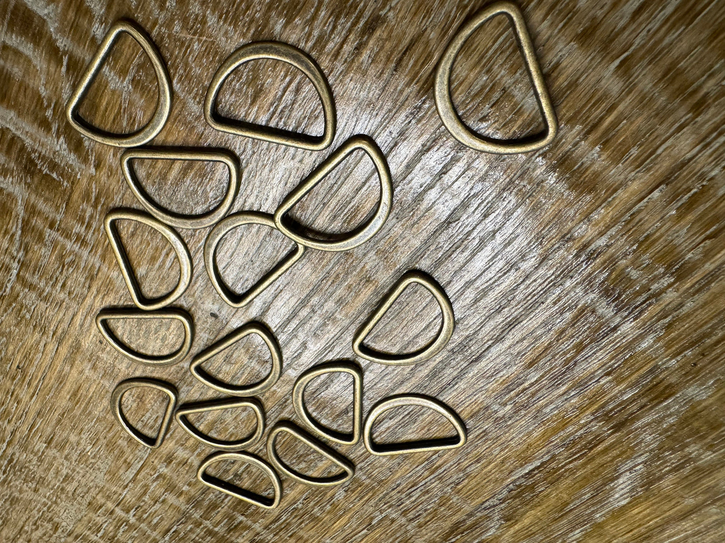 D Ring,Antique Brass Flat Metal D Rings, 1" Outer Diameter