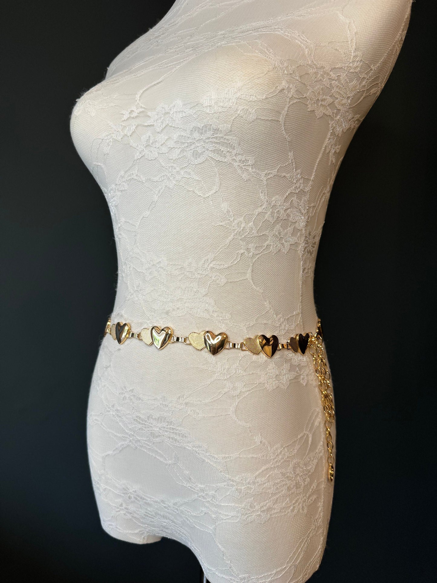 X-long Heart Belt, Metal Belt, Teen Sizes, Sizes 18”-60”, Fan Design, Fan Collection, Silver, Gold, Metal belt, Fashion Accessory