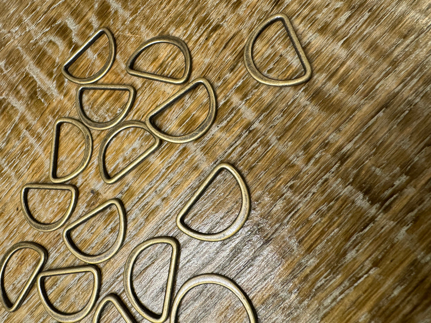 D Ring,Antique Brass Flat Metal D Rings, 1" Outer Diameter