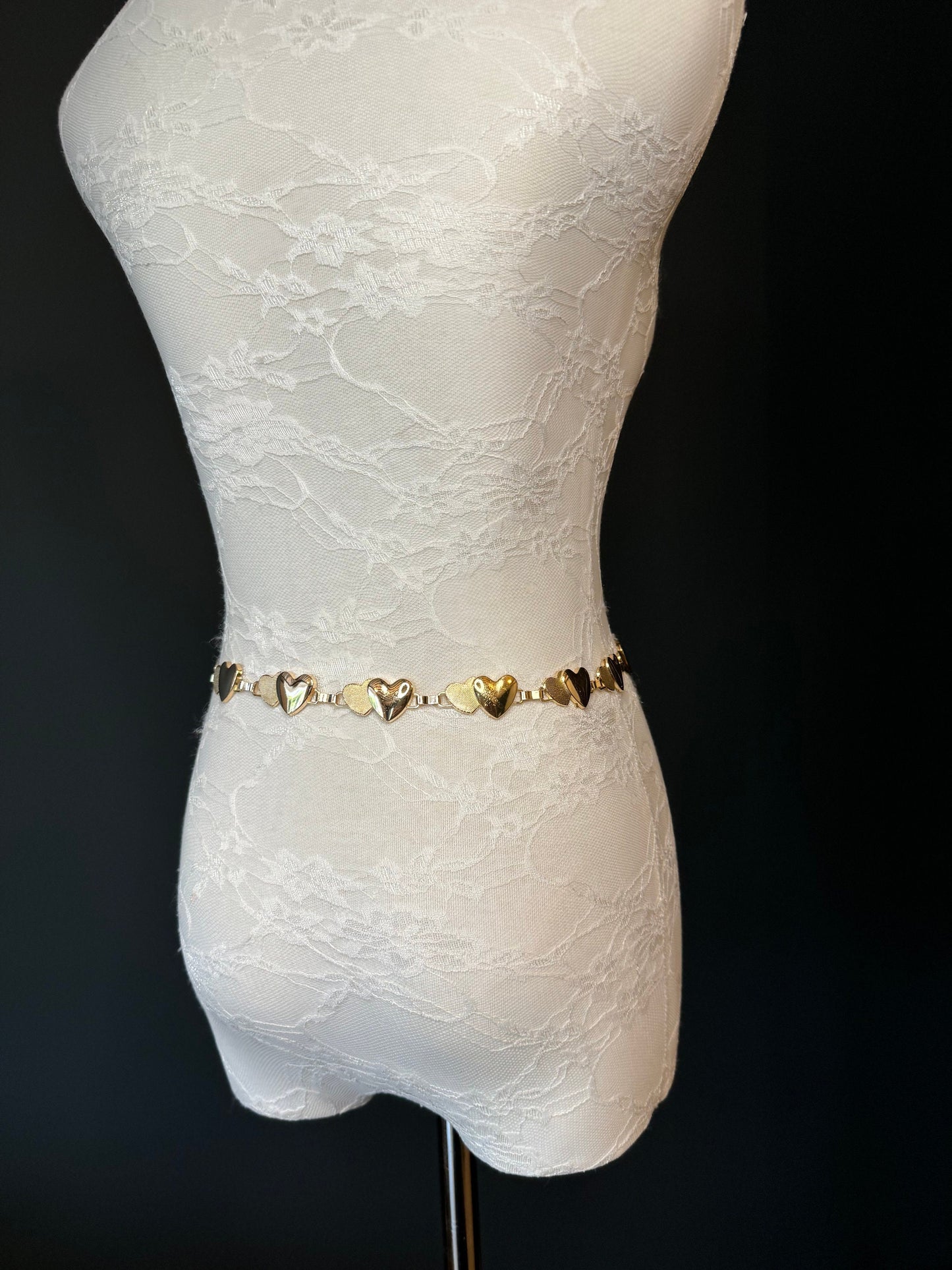 X-long Heart Belt, Metal Belt, Teen Sizes, Sizes 18”-60”, Fan Design, Fan Collection, Silver, Gold, Metal belt, Fashion Accessory
