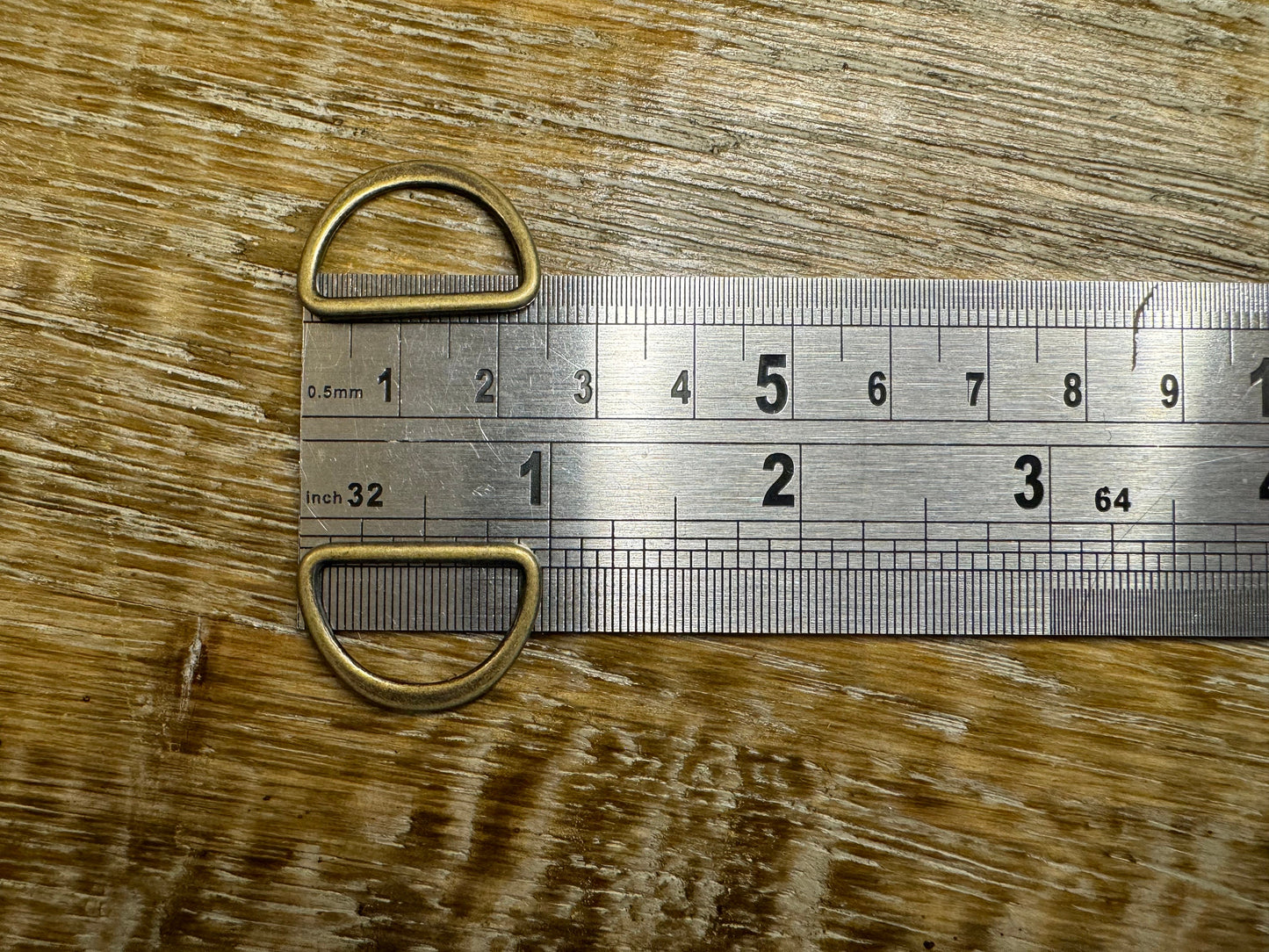 D Ring,Antique Brass Flat Metal D Rings, 1" Outer Diameter