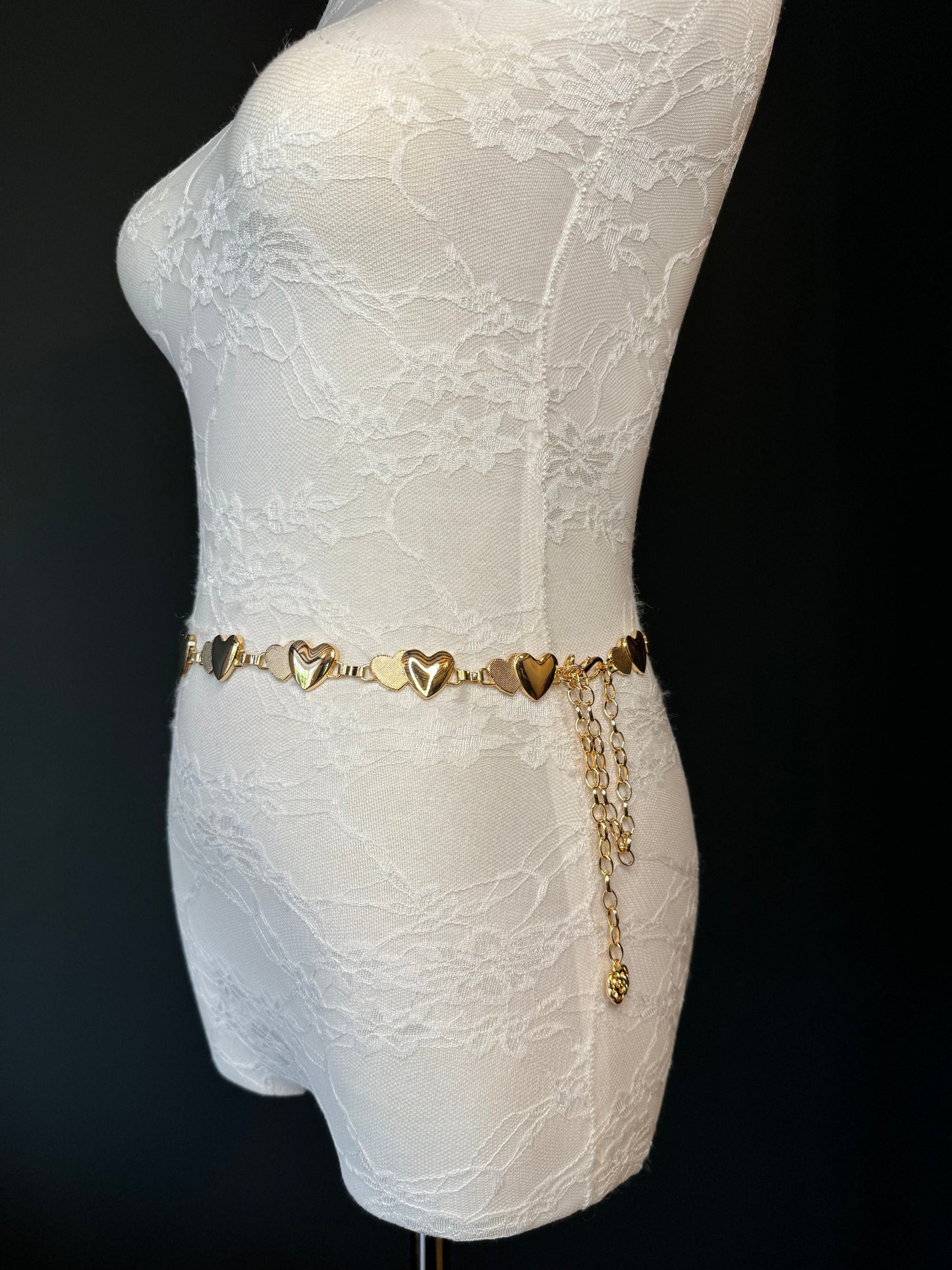 X-long Heart Belt, Metal Belt, Teen Sizes, Sizes 18”-60”, Fan Design, Fan Collection, Silver, Gold, Metal belt, Fashion Accessory
