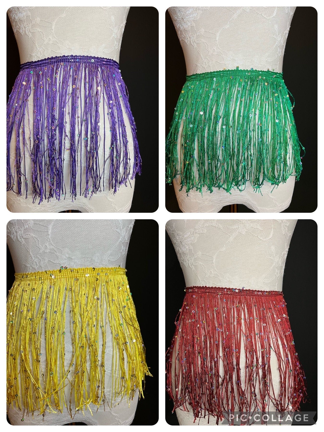 Fringe, Fringe With Sequins, Sequinned,  Sequin Fringe, Dance, Costumes, Fashion, Party, Dress Fringe, 20cm, 8 inch, 12 Colours, Light Blue