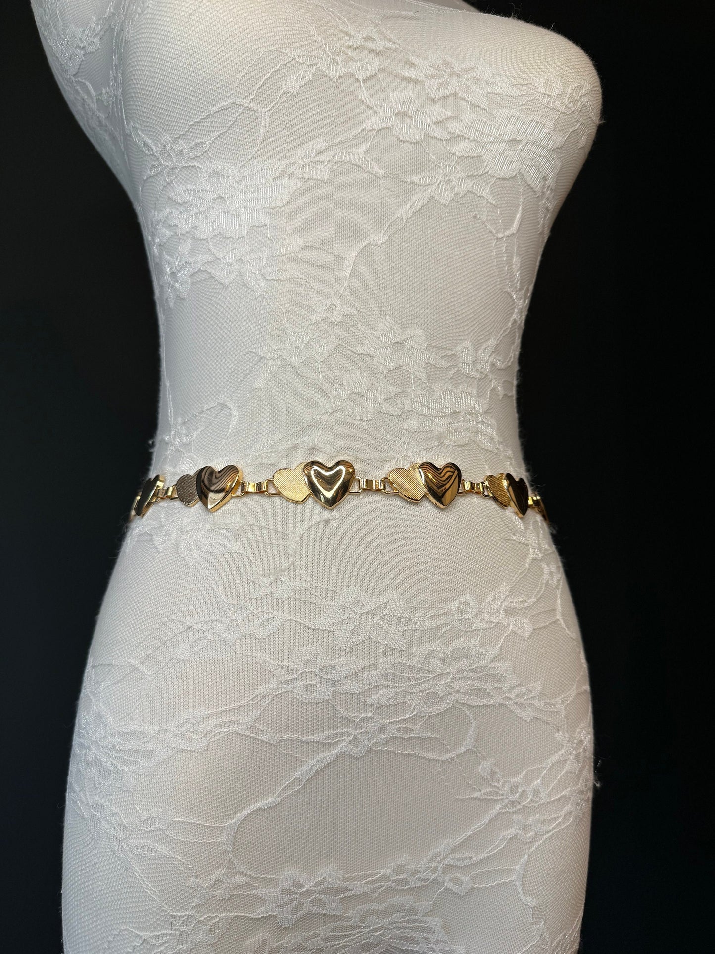 X-long Heart Belt, Metal Belt, Teen Sizes, Sizes 18”-60”, Fan Design, Fan Collection, Silver, Gold, Metal belt, Fashion Accessory