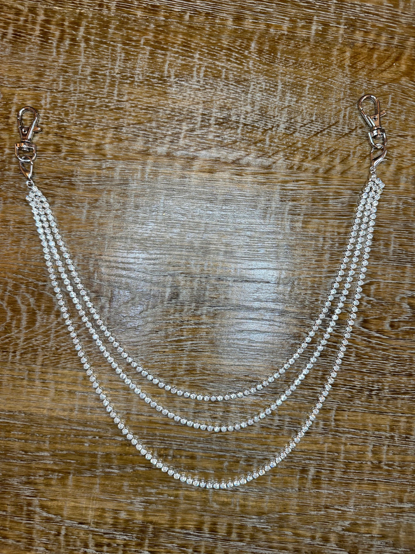 Rhinestone Jean Chains, Street Fashion, Hip Hop, Silver, Diamanté 3 Row Jeans Chain, Gift, Teen Accessory, Bags, Jeans, Belts