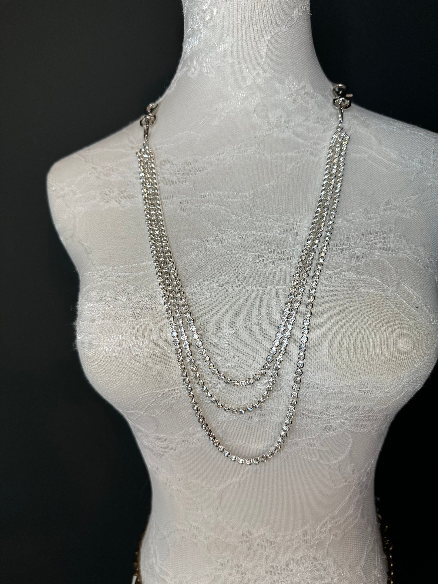 Rhinestone Jean Chains, Street Fashion, Hip Hop, Silver, Diamanté 3 Row Jeans Chain, Gift, Teen Accessory, Bags, Jeans, Belts