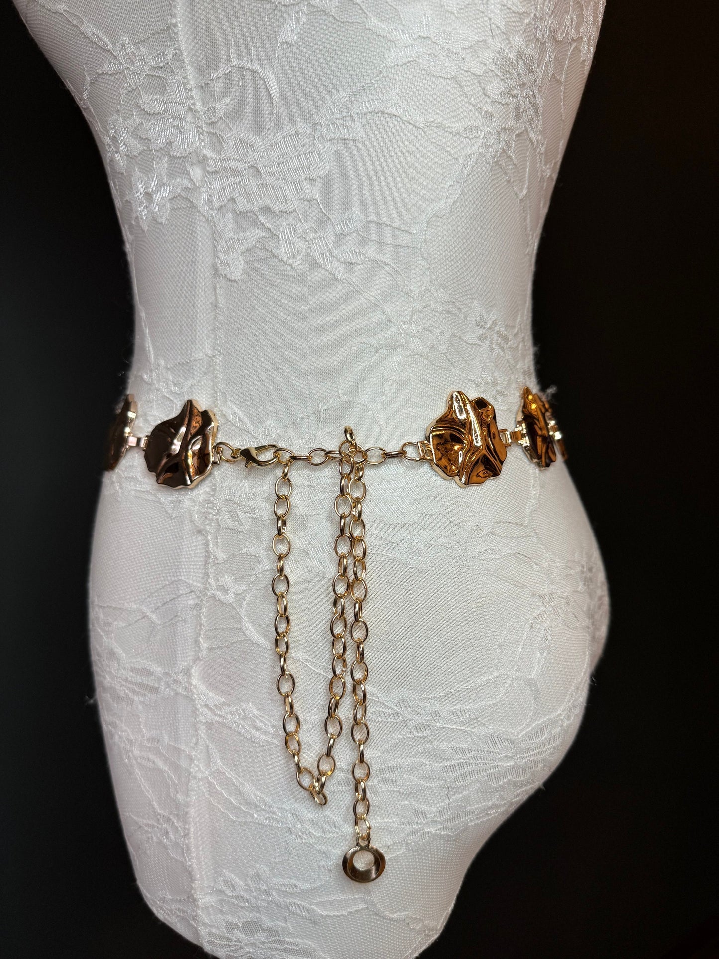 X-long Belt, Hammered Metal High Quality Belt, Textured Gold Metal Belt, Fashion Belt, Rings, Sizes 18”-60”, FAN Design Exclusive