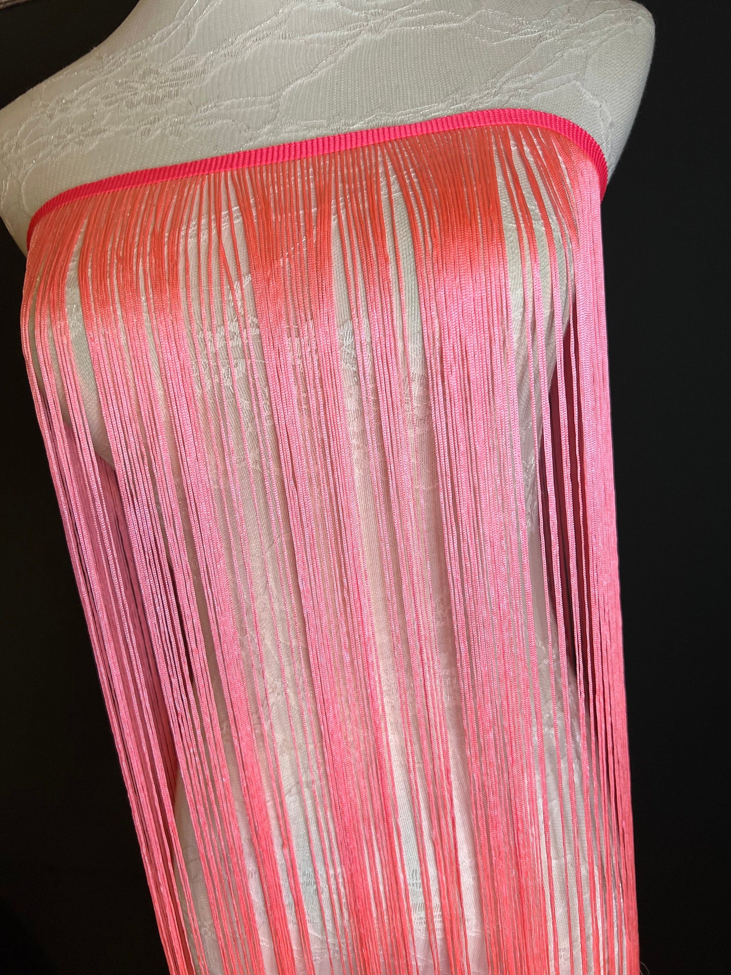 40" 100cm Wide Dense Fringe Trim, Fluorescent Coral, 27 Colour Options