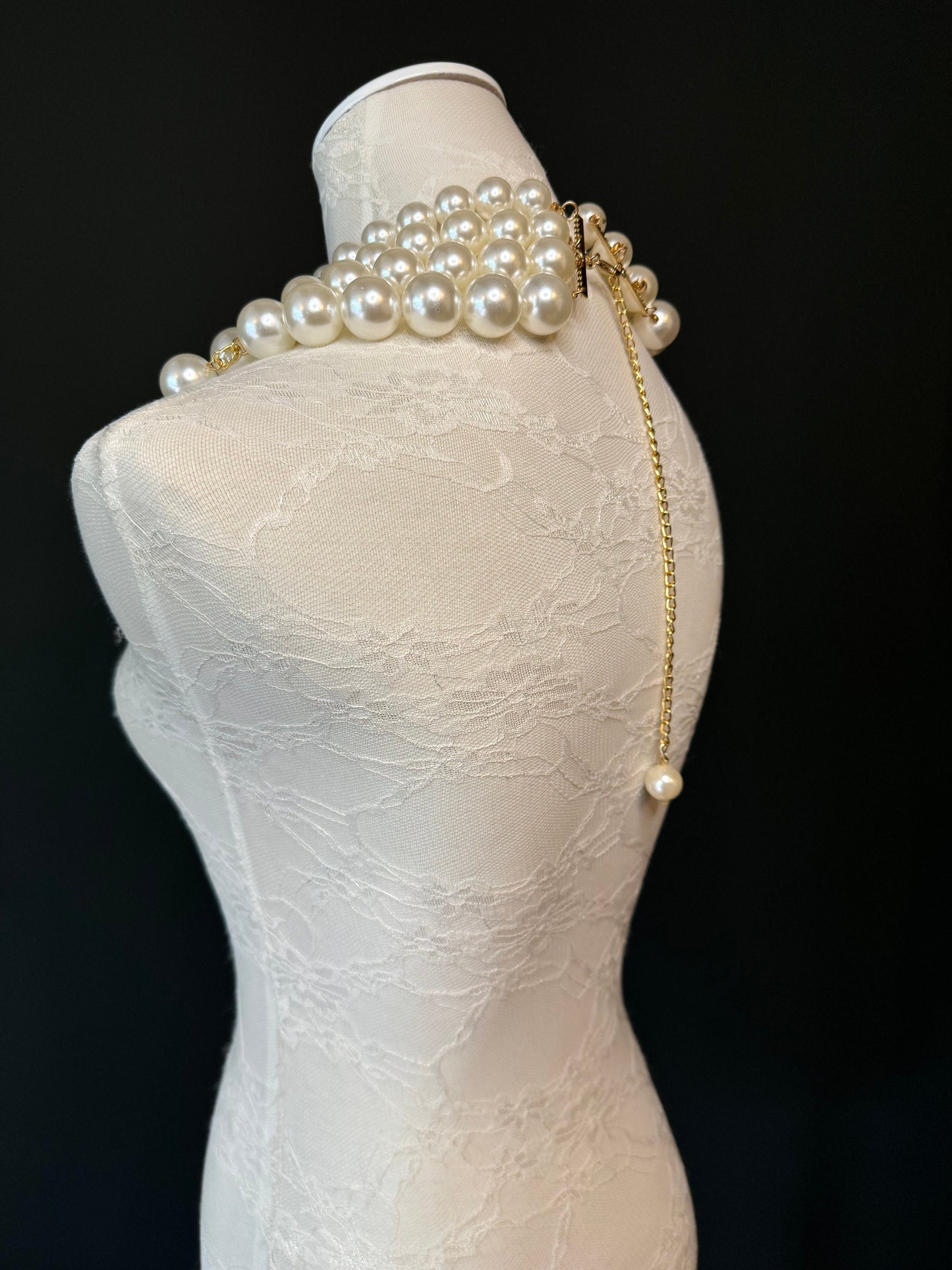 Pearl shoulder chain body jewellery, bridal, ivory, pearls, wedding, Stunning Pearl shoulder chain body pearls, gold beads, UK Sizes 6-12