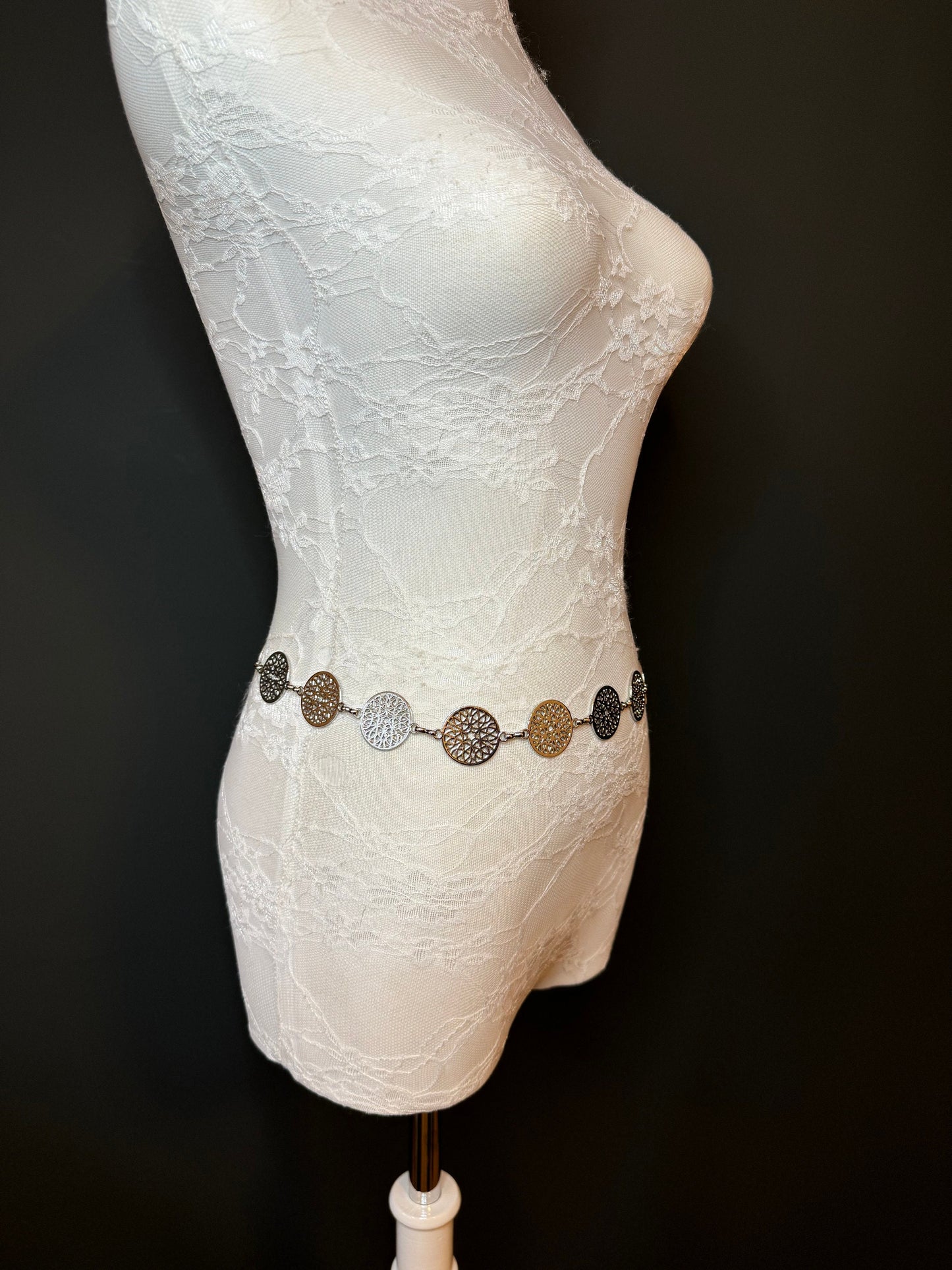 X-long Ring Belt, Metal Ring Belt, Teen Sizes, Size 18”-60”, Fan Design, Fan Collection, Gold, Silver Metal belt, Fashion Accessory