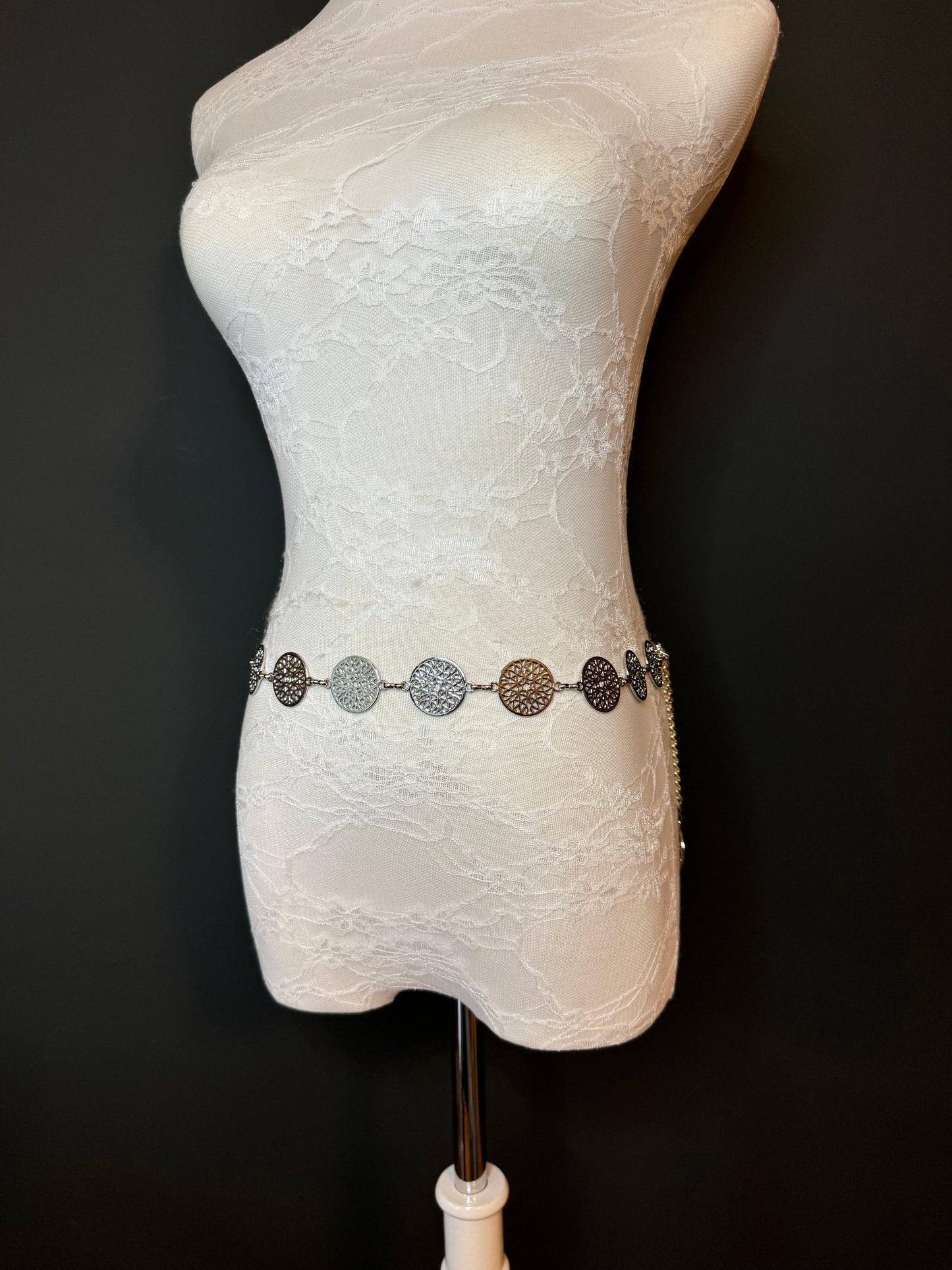 X-long Ring Belt, Metal Ring Belt, Teen Sizes, Size 18”-60”, Fan Design, Fan Collection, Gold, Silver Metal belt, Fashion Accessory