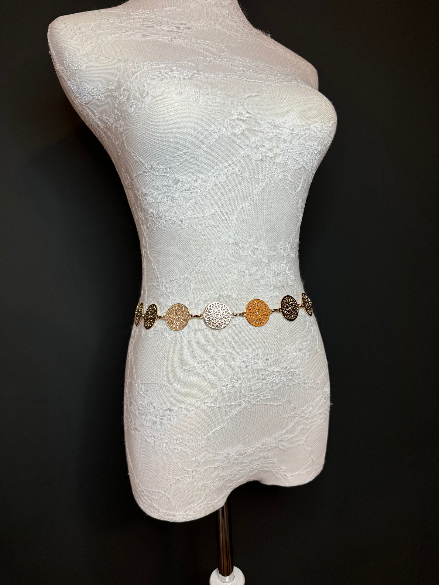 X-long Ring Belt, Metal Ring Belt, Teen Sizes, Size 18”-60”, Fan Design, Fan Collection, Gold, Silver Metal belt, Fashion Accessory
