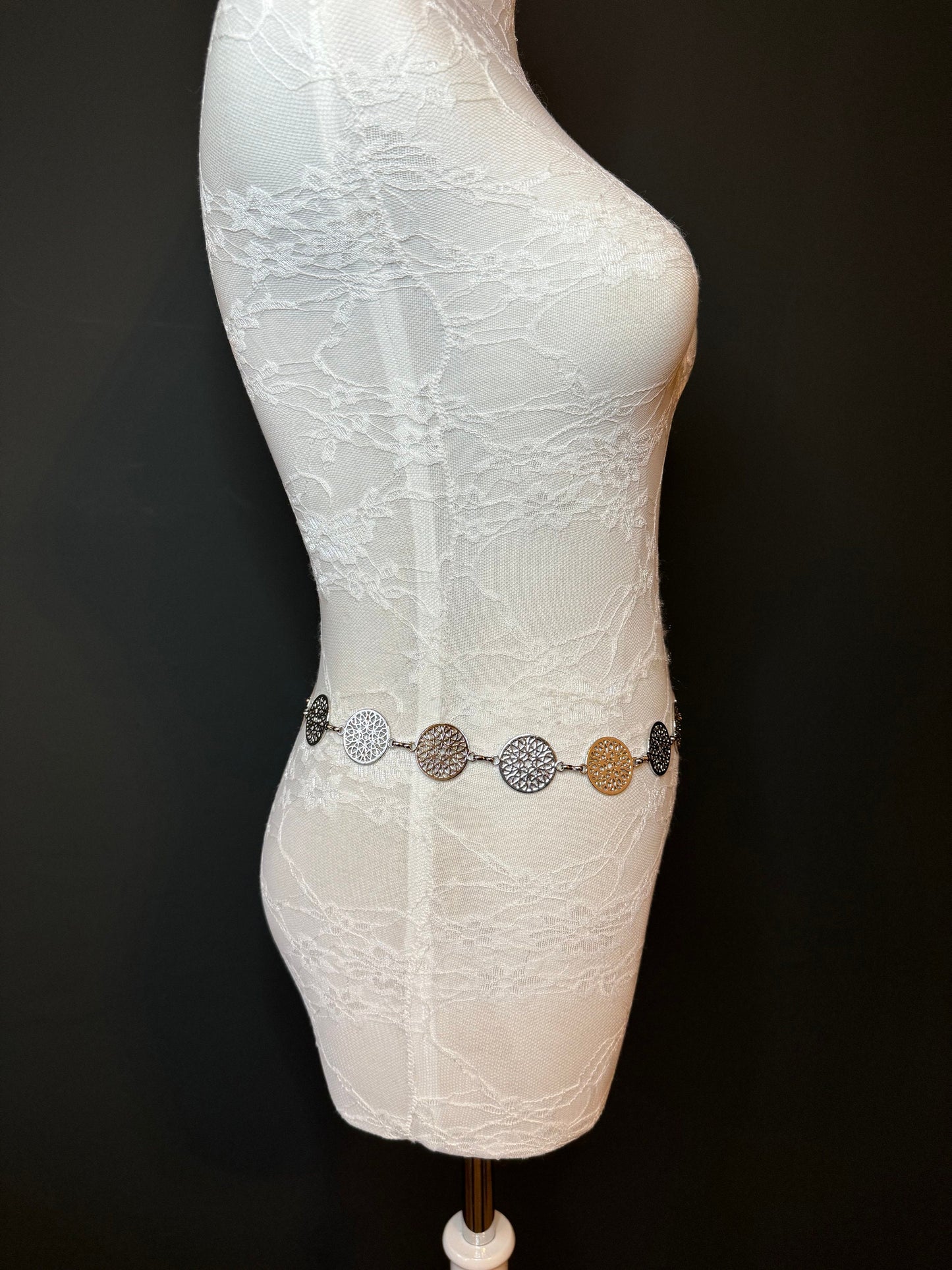 X-long Ring Belt, Metal Ring Belt, Teen Sizes, Size 18”-60”, Fan Design, Fan Collection, Gold, Silver Metal belt, Fashion Accessory